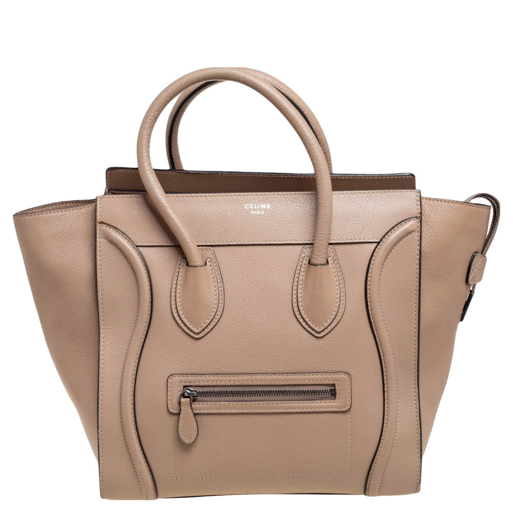 Pre Owned Celine Beige Leather Mini Luggage Tote 