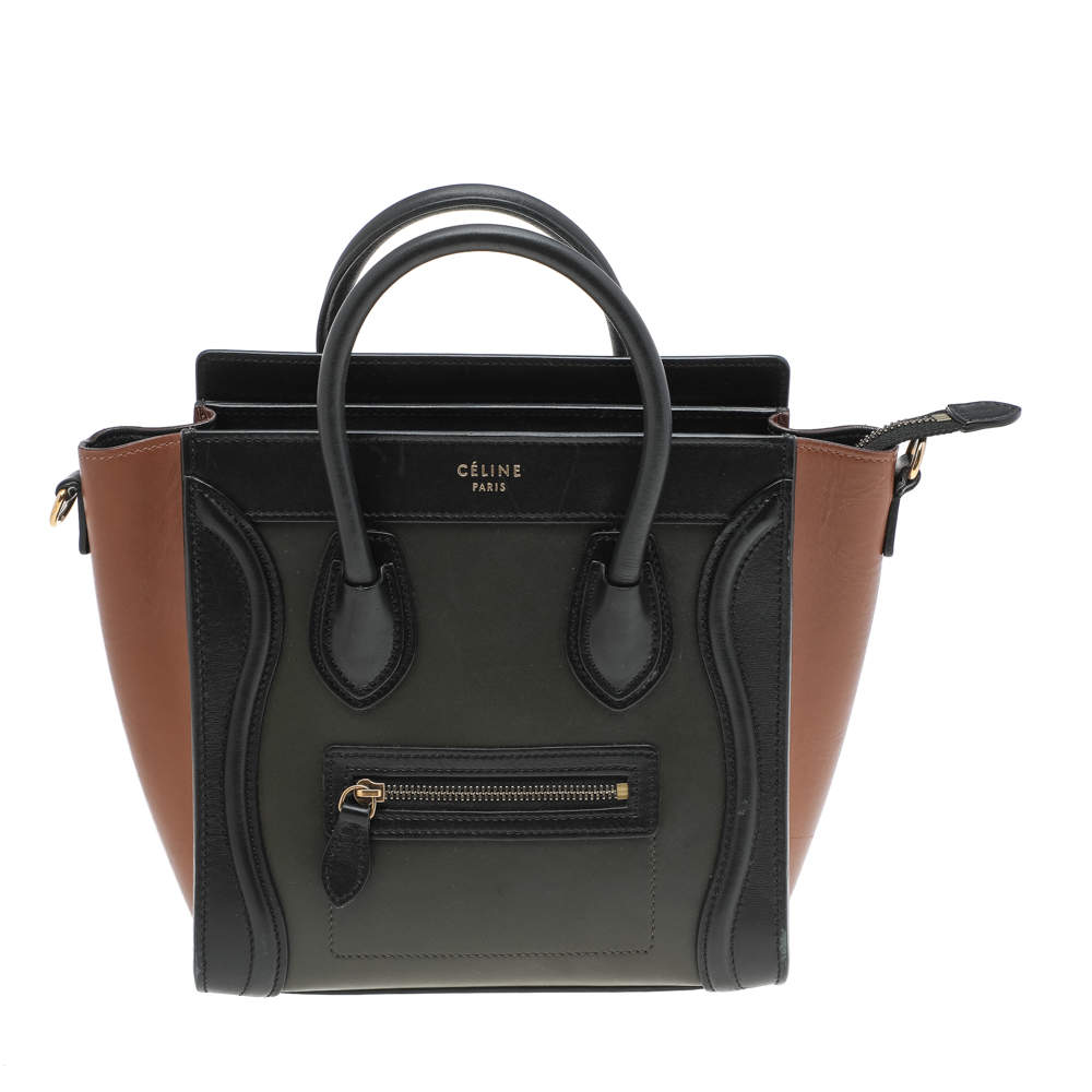 Pre Owned Céline Tri Color Leather Nano Luggage Tote