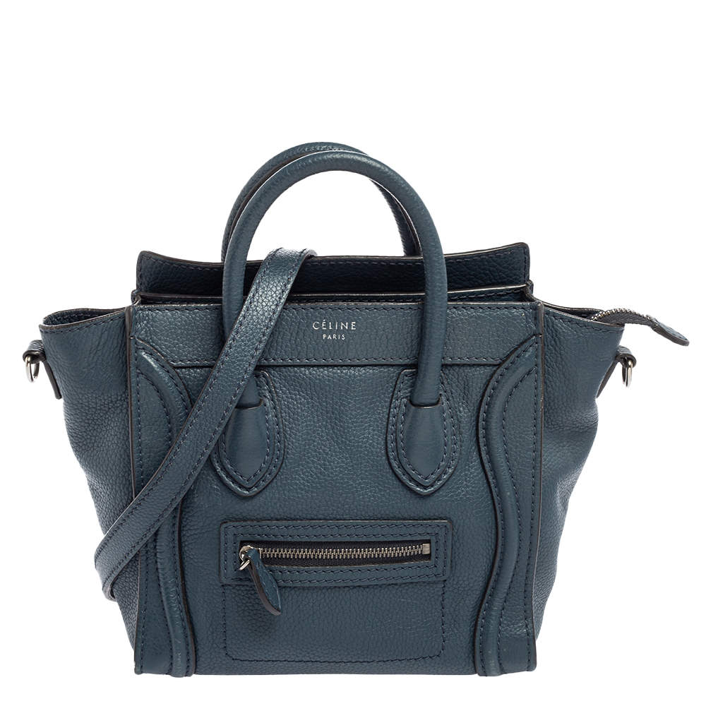 Pre Owned Céline Blue Leather Nano Luggage Tote