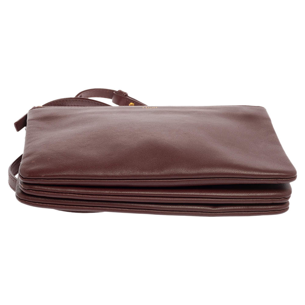 Celine Trio Crossbody Bag Leather Large Red 7955912