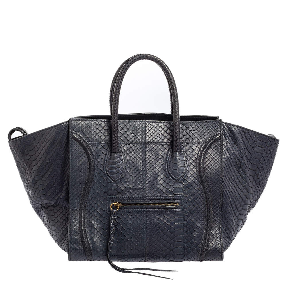 Pre Owned Celine Blue Python Medium Phantom Luggage Tote