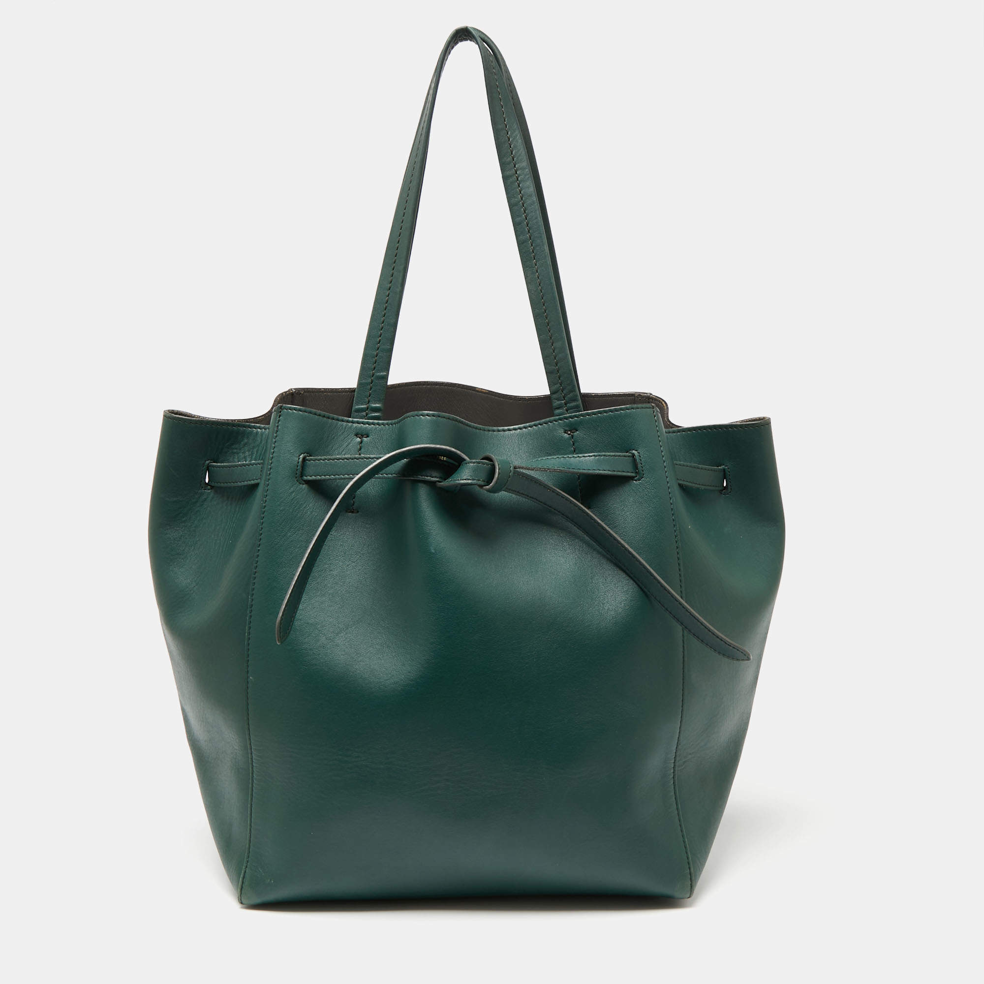 Celine Green Leather Small Cabas Phantom Tote