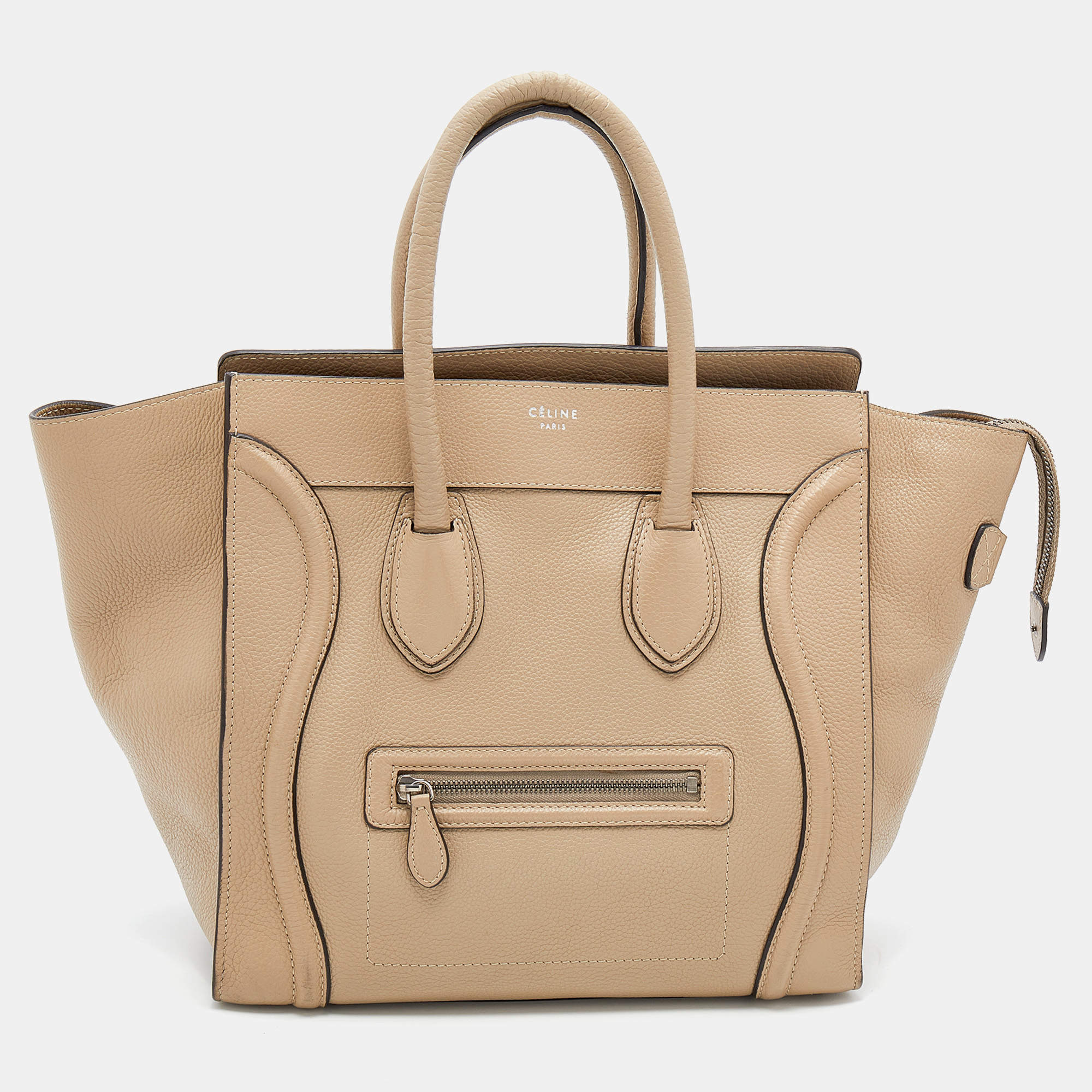 Pre Owned Celine Beige Leather Mini Luggage Tote