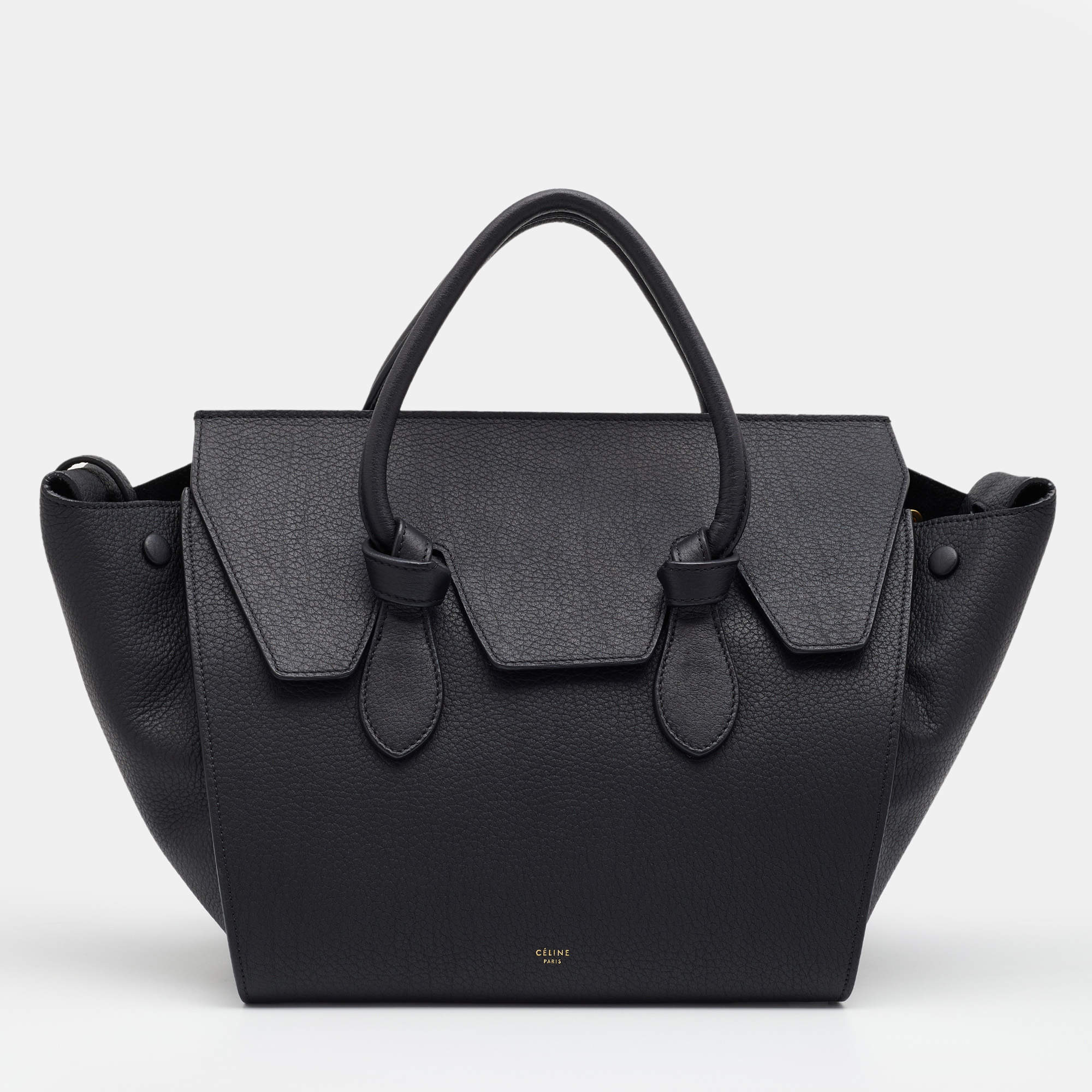 Pre Owned Celine Black Grained Leather Mini Tie Tote
