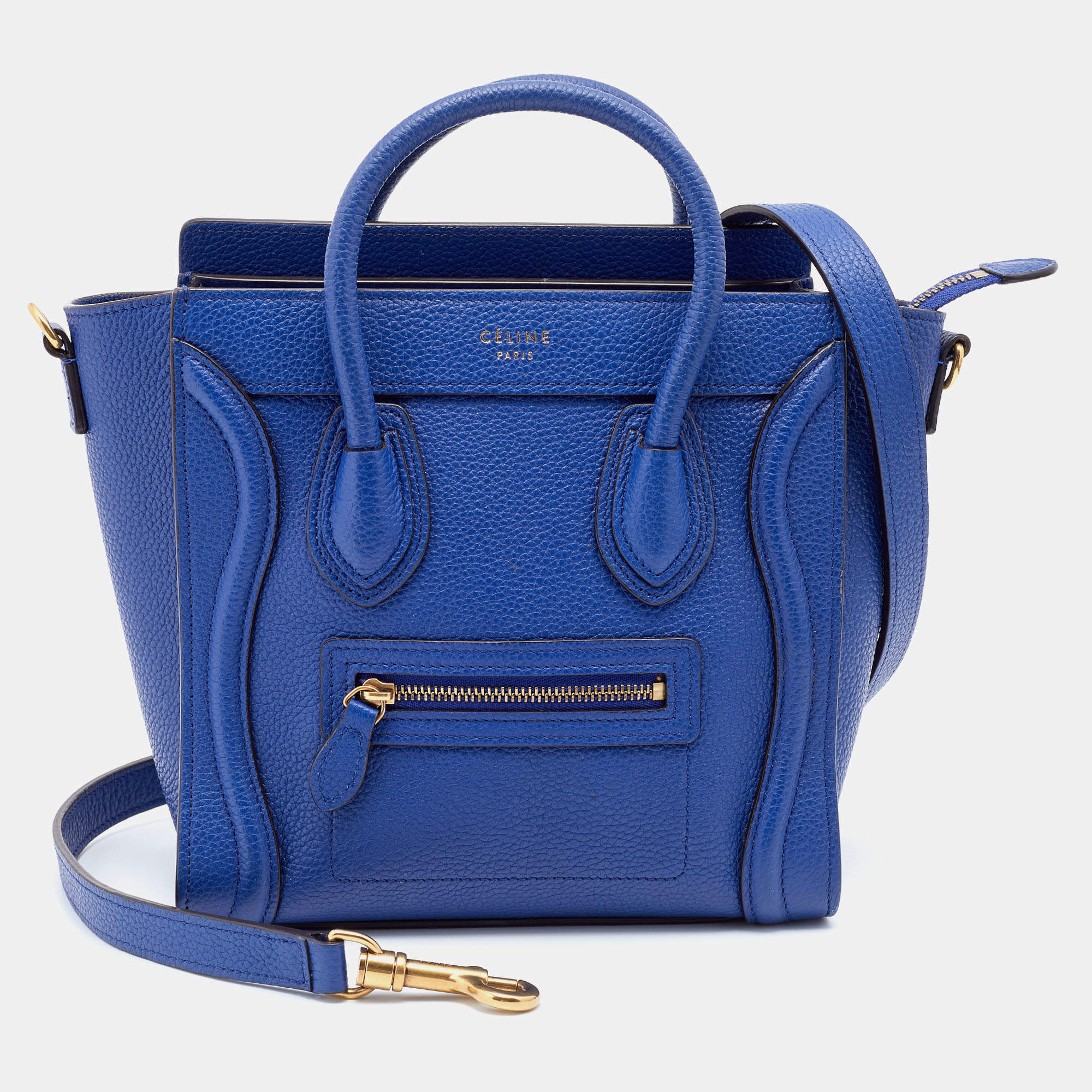 Pre Owned Céline Blue Leather Nano Luggage Tote