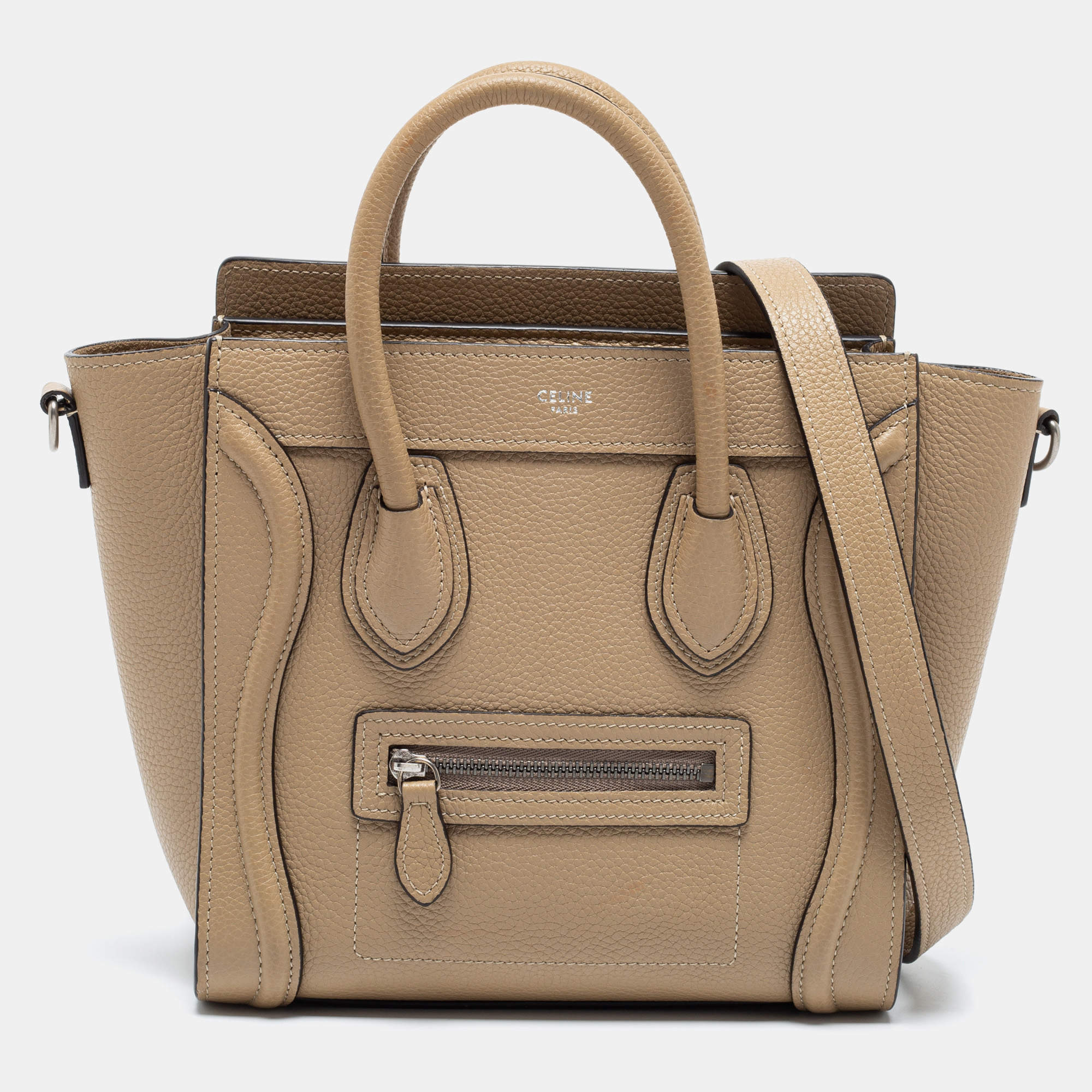 Pre Owned Céline Beige Leather Nano Luggage Tote
