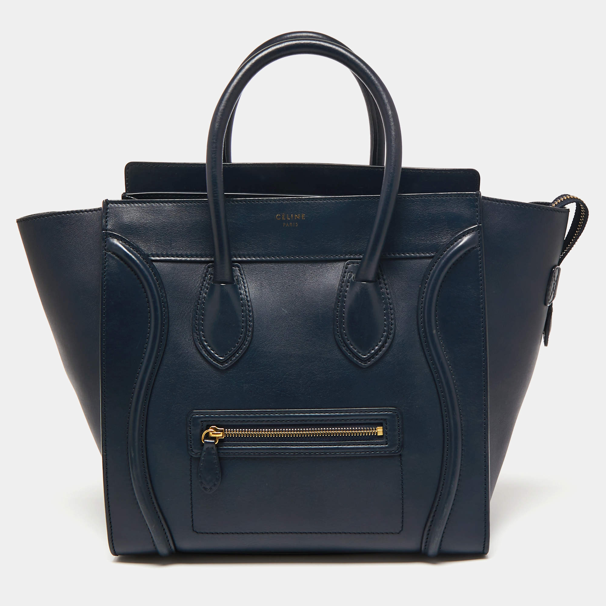 Pre Owned حقيبة يد توتس سيلين ميني لاغيديغ جلد أزرق كحلي