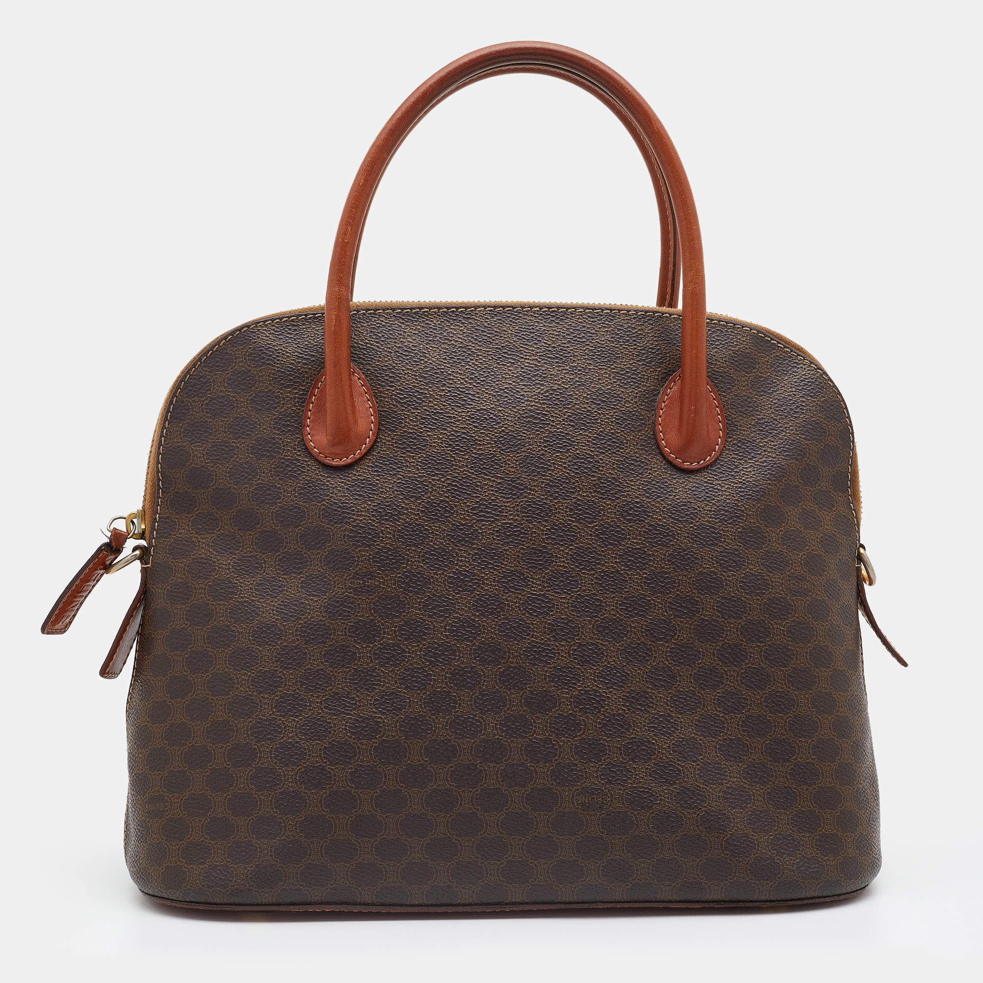 Pre Owned حقيبة ساتشل سيلين فينتدج جلد وكانفاس ماكدام بني