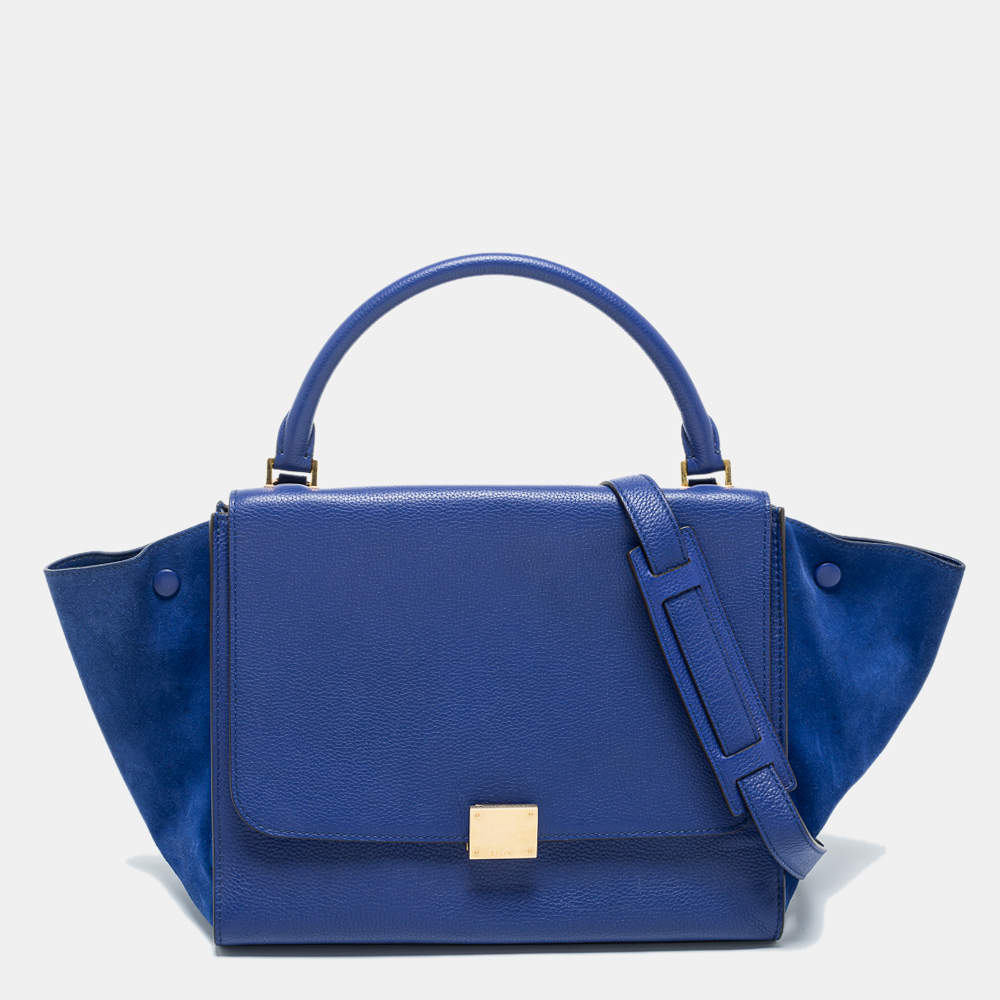 مملوكة مسبقًا حقيبة سيلين ترابيز سويدي وجلد أزرق متوسطة 