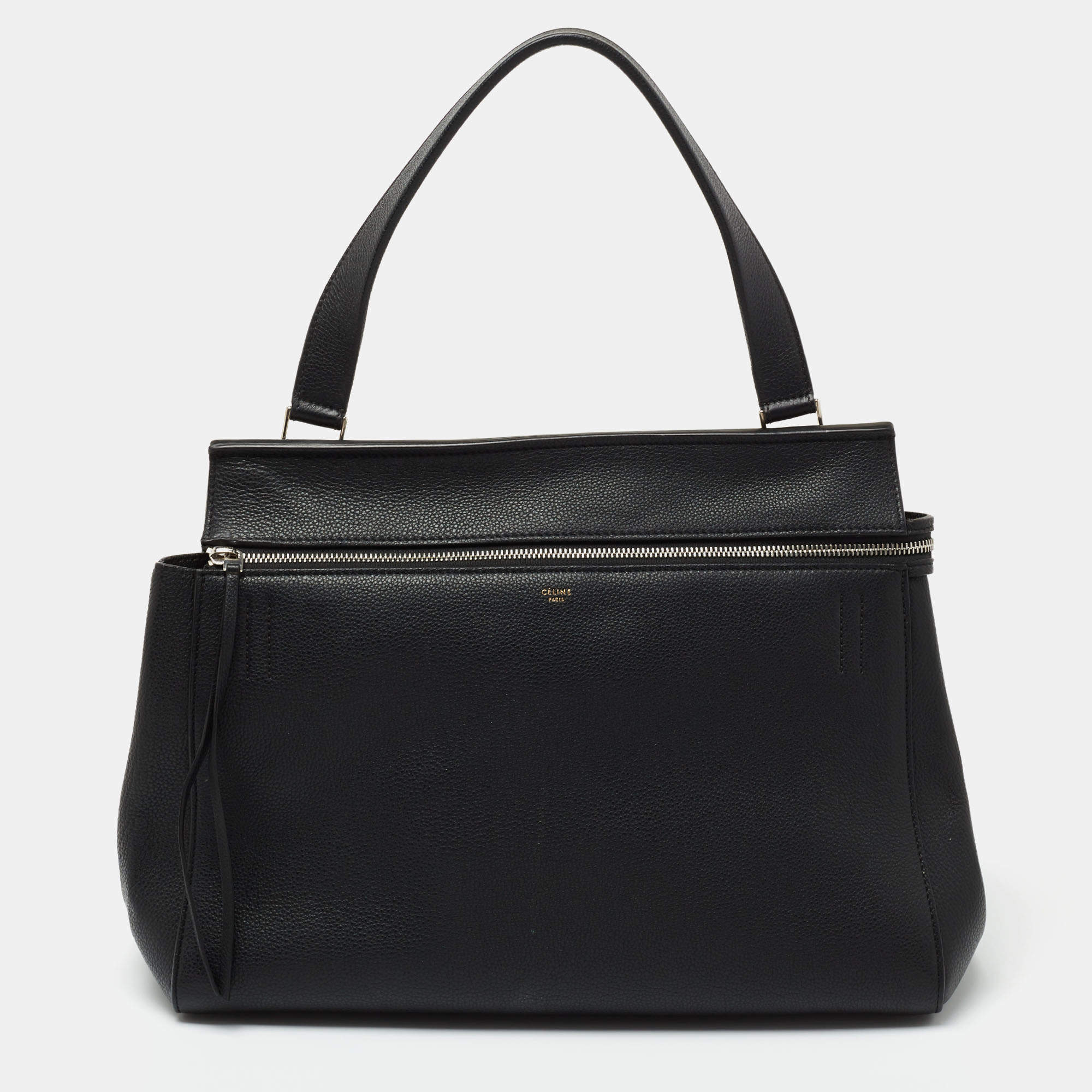 Pre Owned Celine Black Leather Large Edge Top Handle Bag