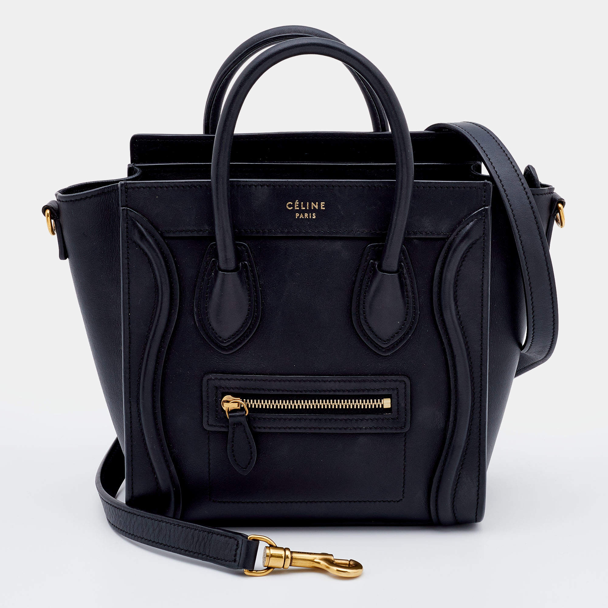 مملوكة مسبقًا Celine Black Leather Nano Luggage Tote