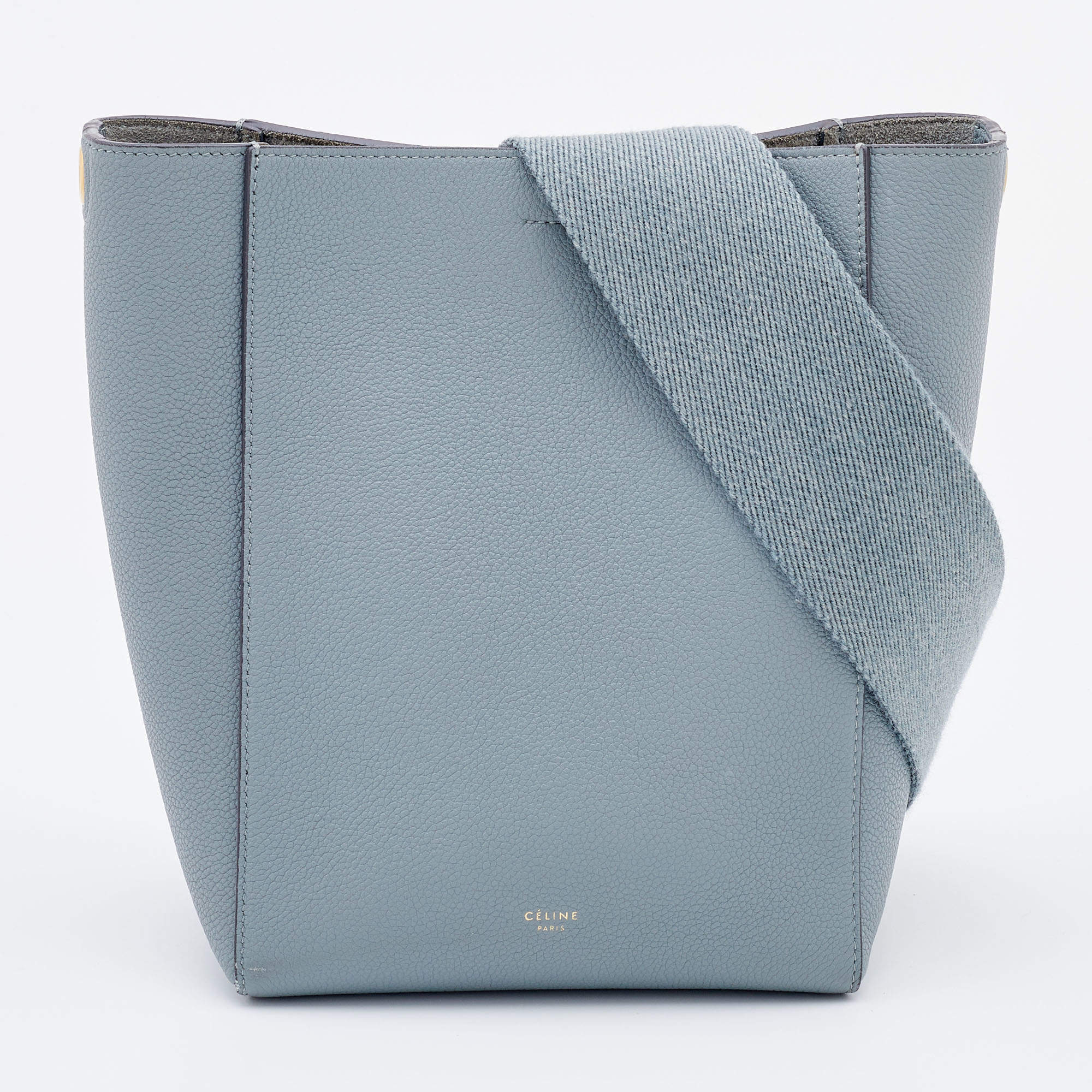 Celine Grey Leather Small Sangle Bucket Bag