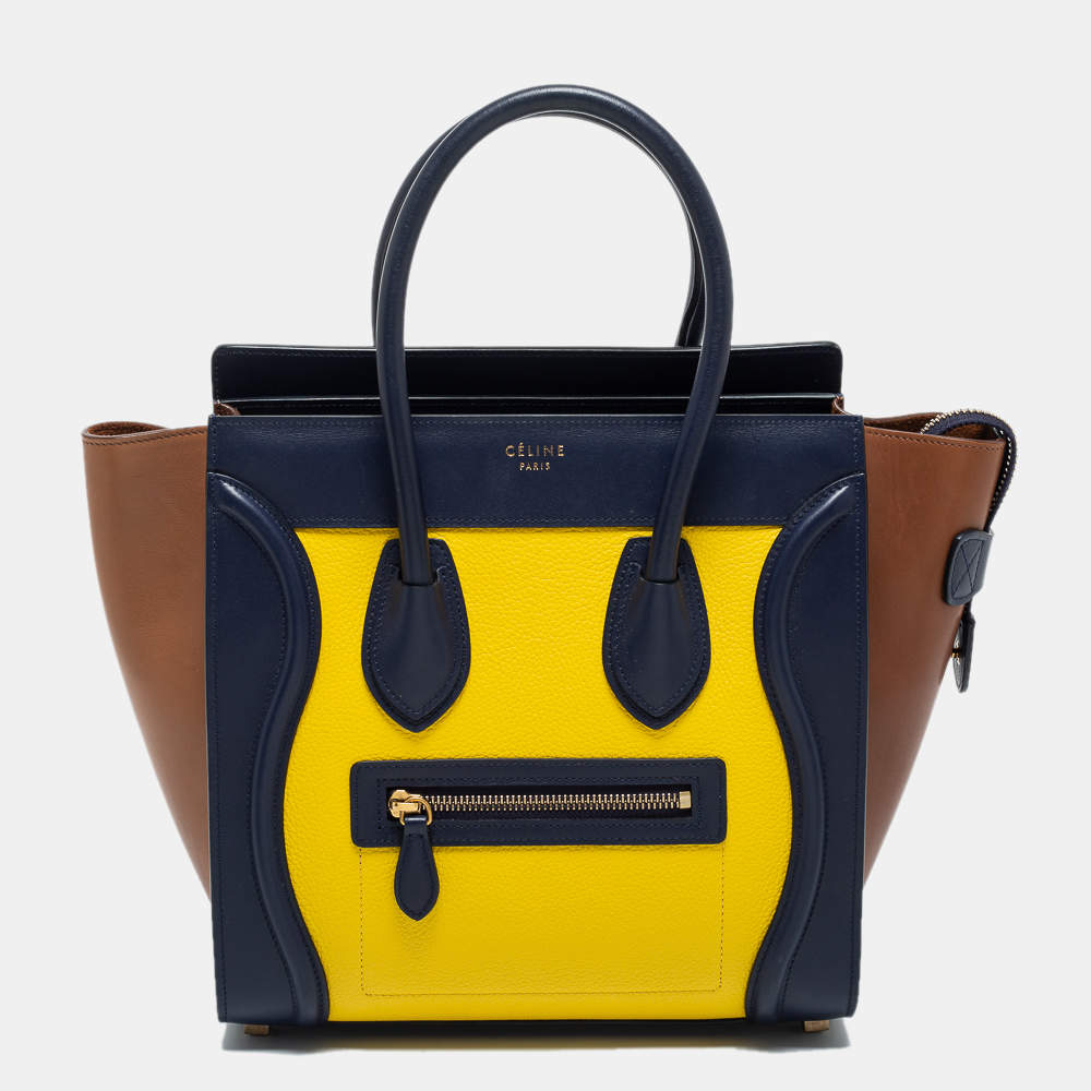 Pre Owned Celine Multicolor Leather Micro Luggage Tote