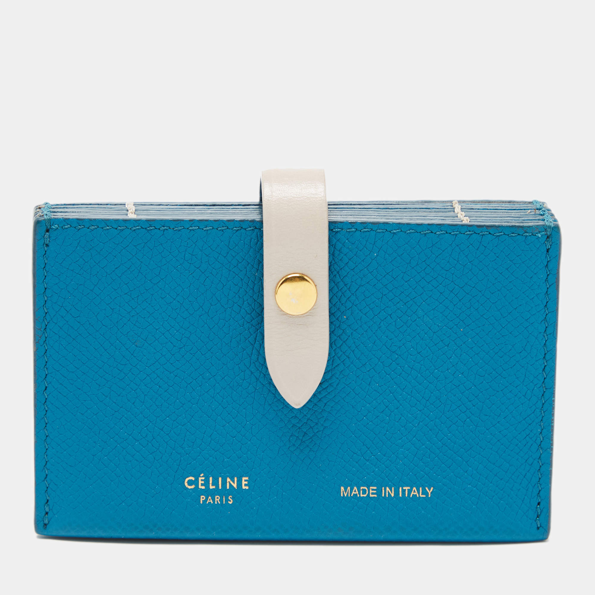 Pre Owned Celine Blue/Beige Leather Accordeon Card Holder