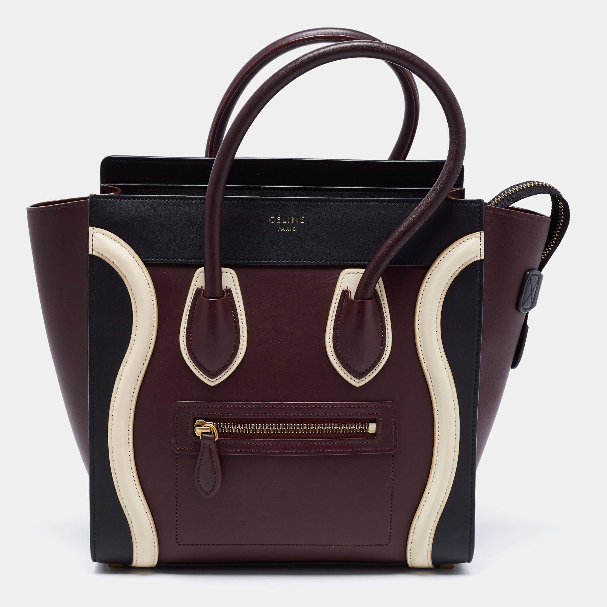 Pre Owned Celine Tricolor Leather Micro Luggage Tote
