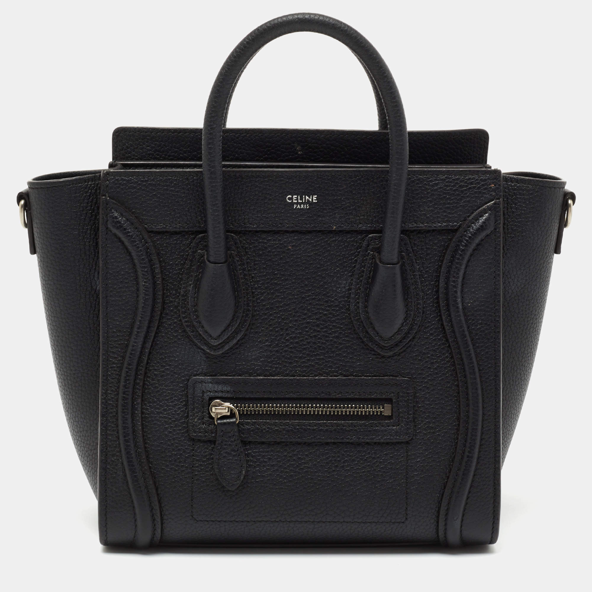 Pre Owned Céline Black Leather Nano Luggage Tote