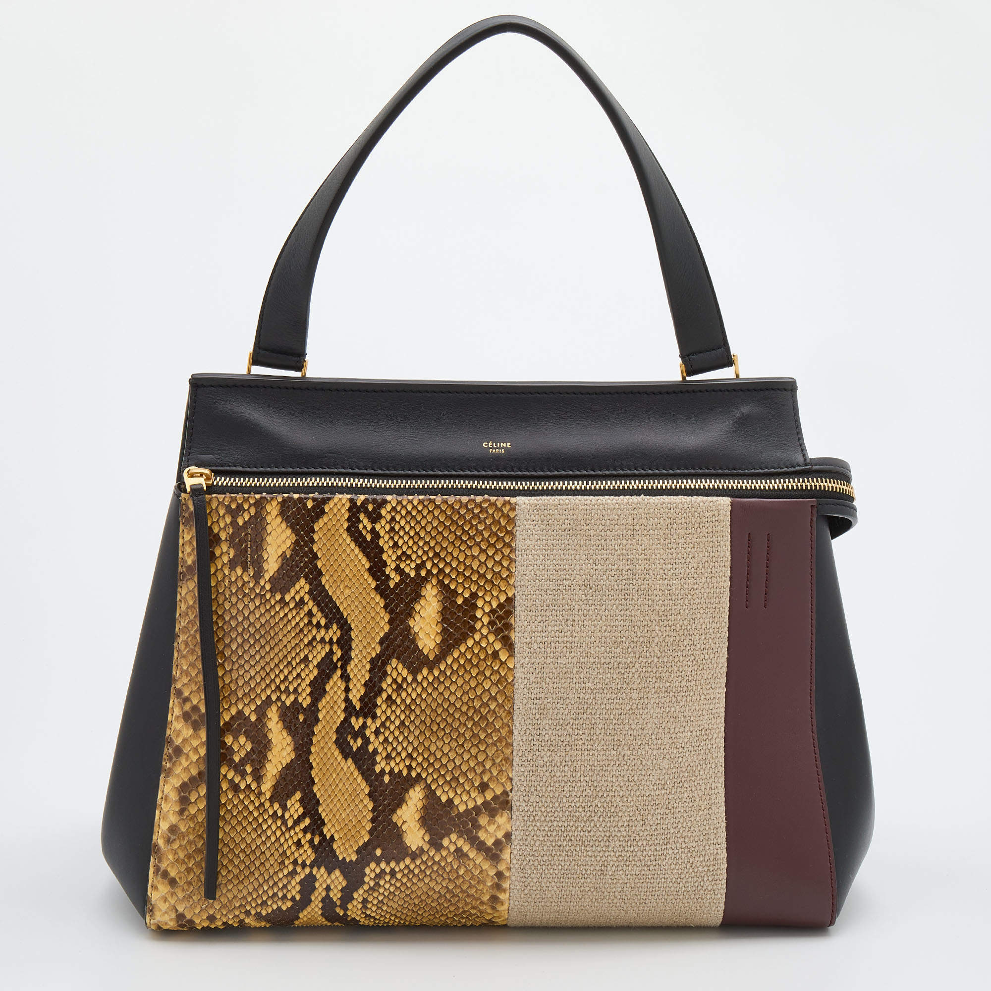 مملوكة مسبقًا Celine Multicolor Leather and Python Large Edge Top Handle Bag
