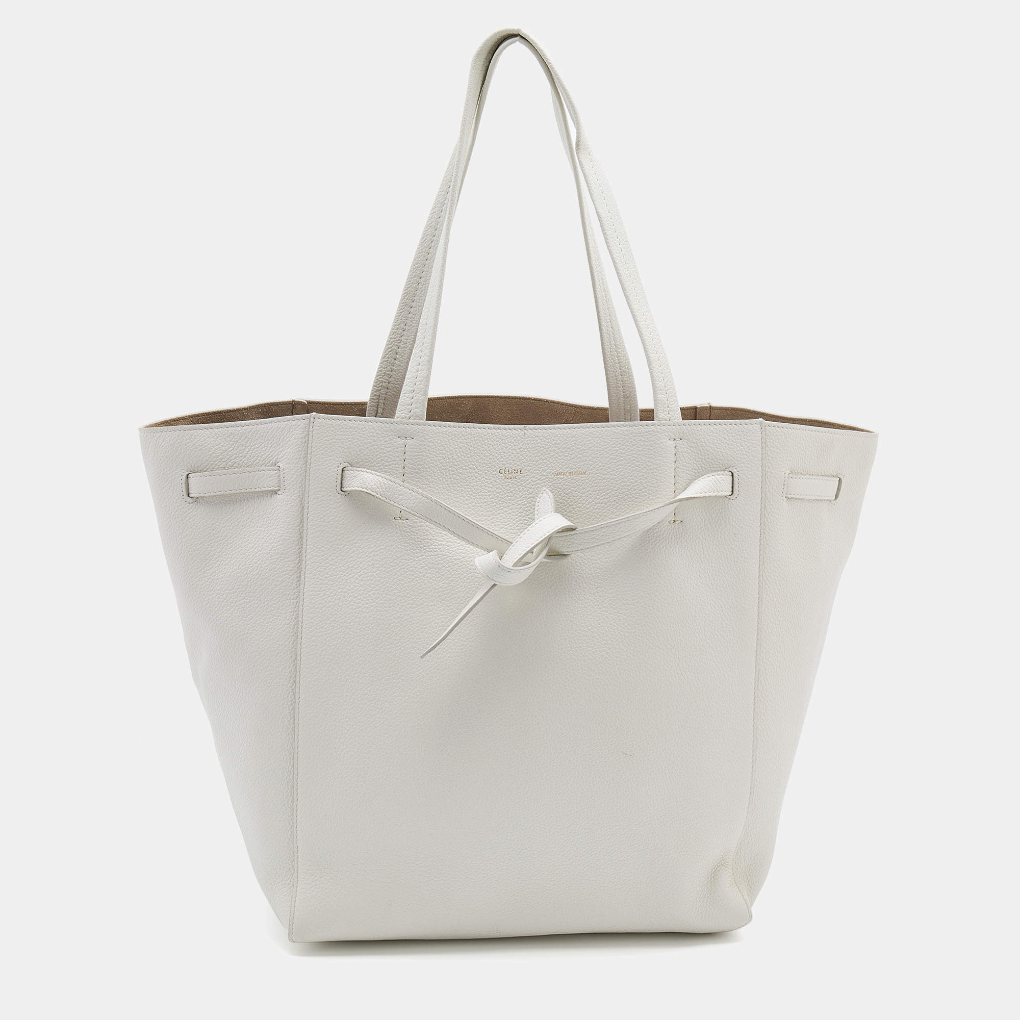 Pre Owned Celine White Leather Small Cabas Phantom Tote