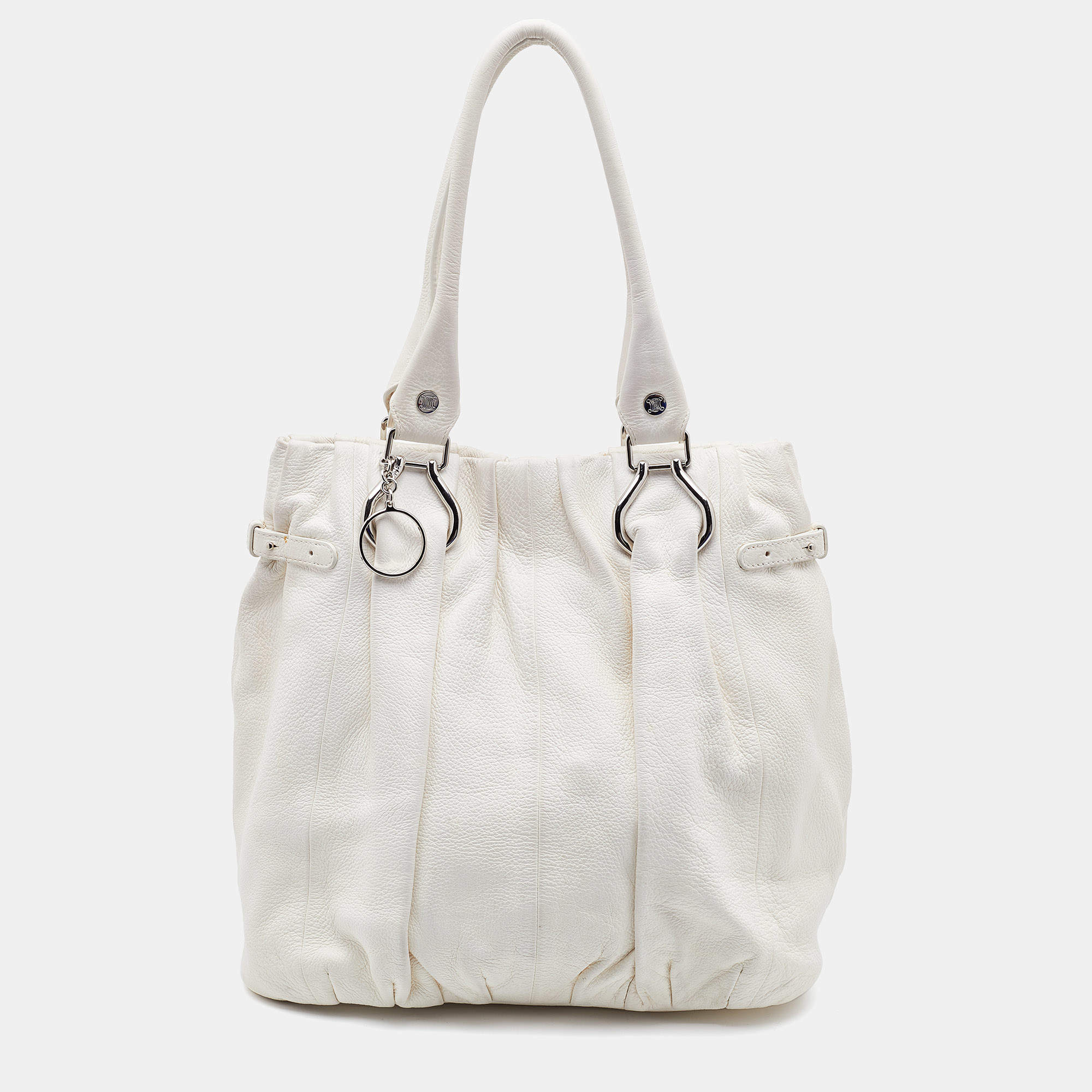 Pre Owned Celine White Leather Shoulder Bag