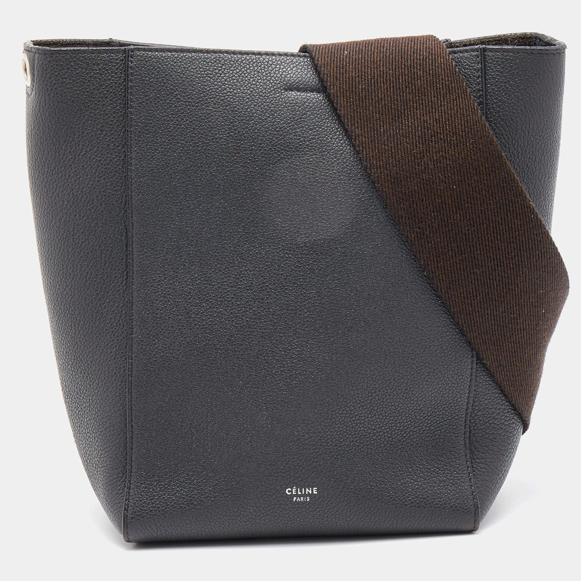 Pre Owned Celine Dark Grey Leather Small Sangle Shoulder Bag