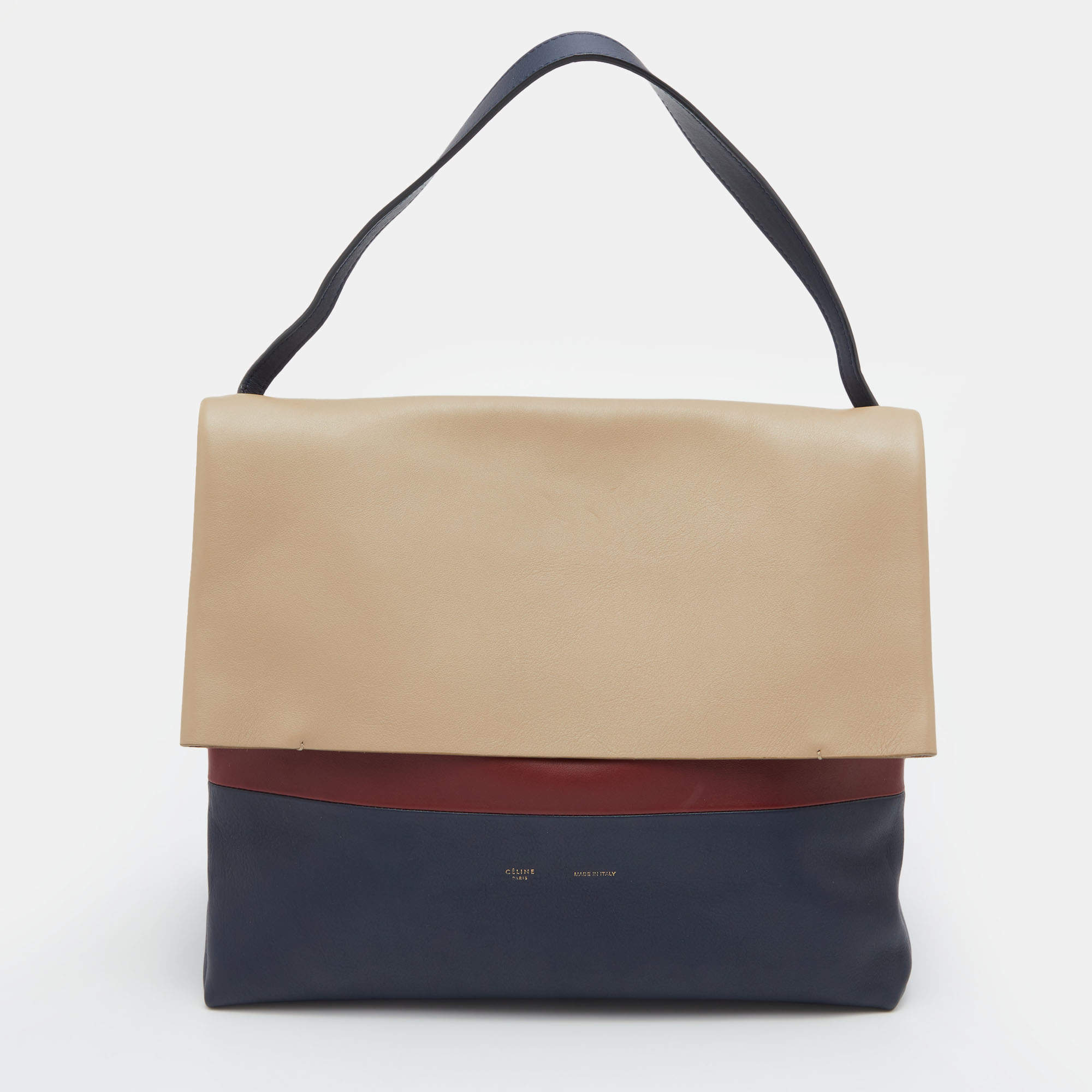 Pre Owned Celine Tri Color Leather All Soft Shoulder Bag