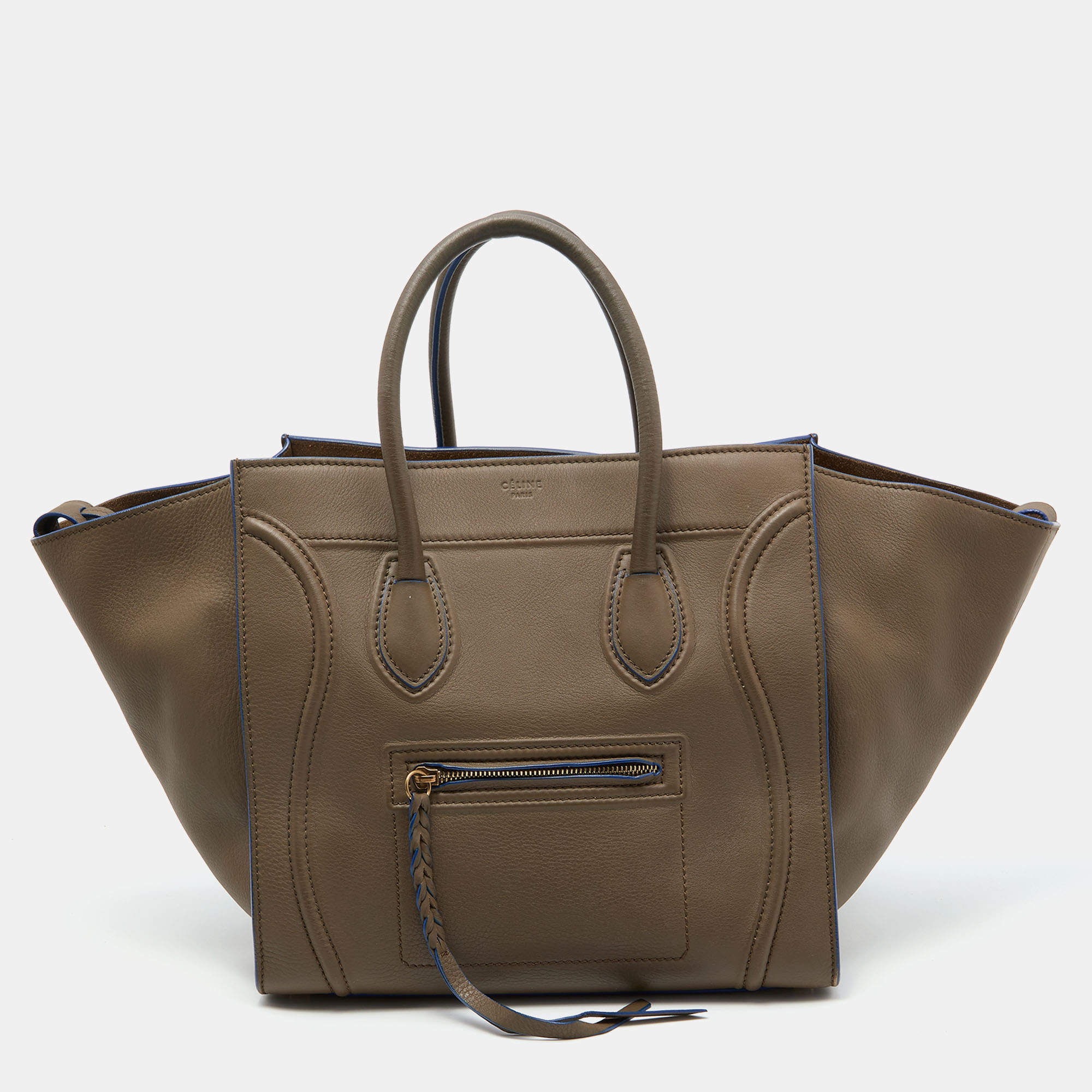 مملوكة مسبقًا Celine Olive Brown Leather Medium Phantom Luggage Tote
