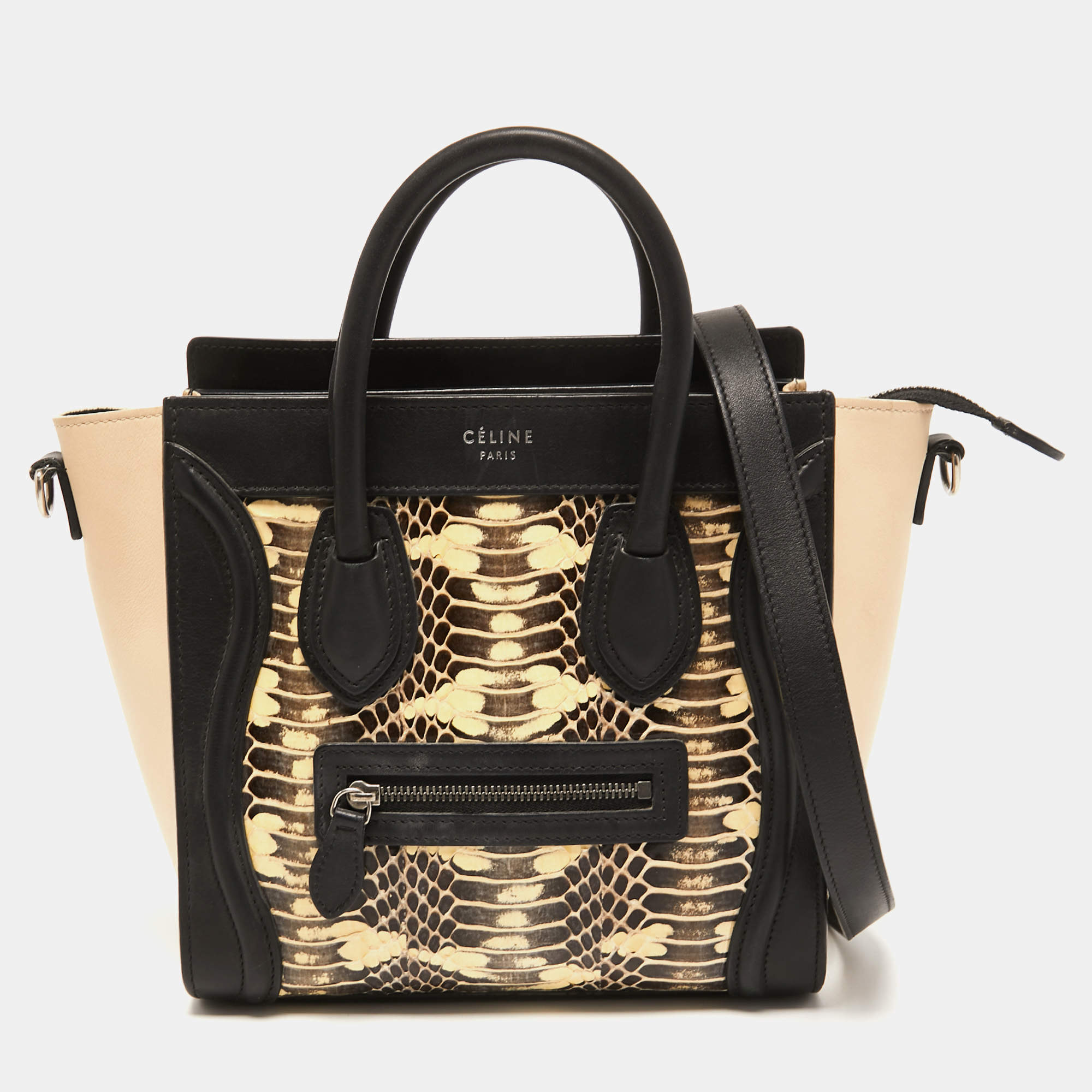 مملوكة مسبقًا Celine Tri Color Watersnake and Leather Nano Luggage Tote