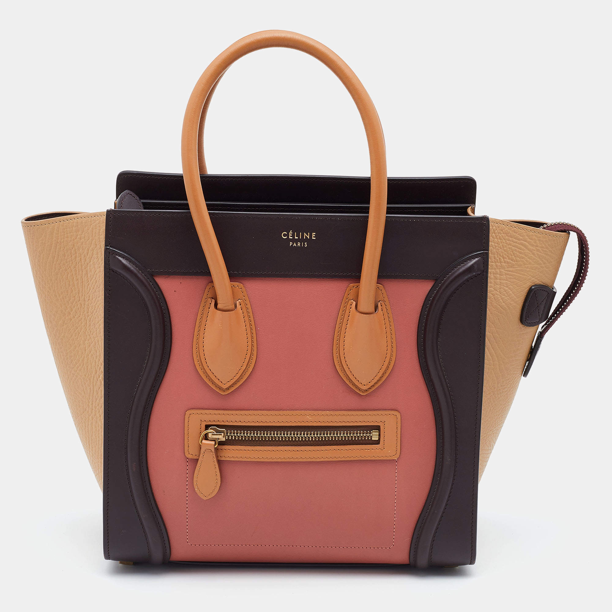 مملوكة مسبقًا حقيبة سيلين مايكرو لاغيدج جلد ونوبوك ثلاثية اللون