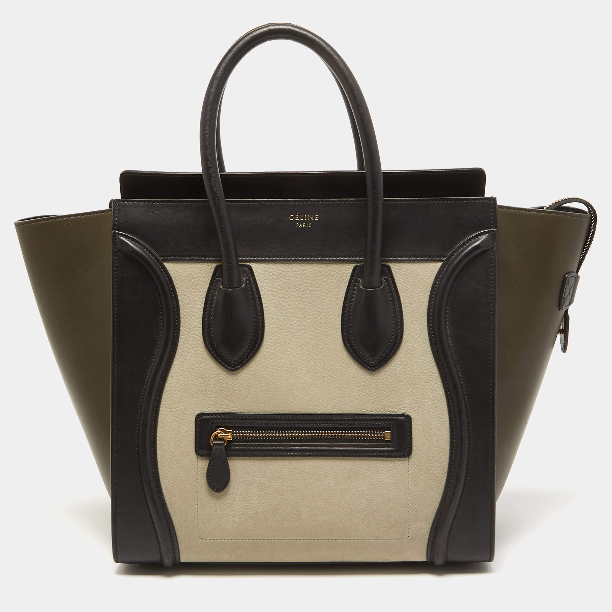 Pre Owned Celine Tricolor Nubuck and Leather Mini Luggage Tote