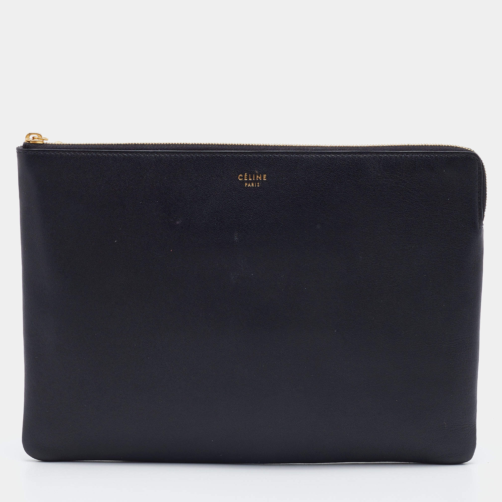 Celine Black Leather Zip Pouch Celine TLC