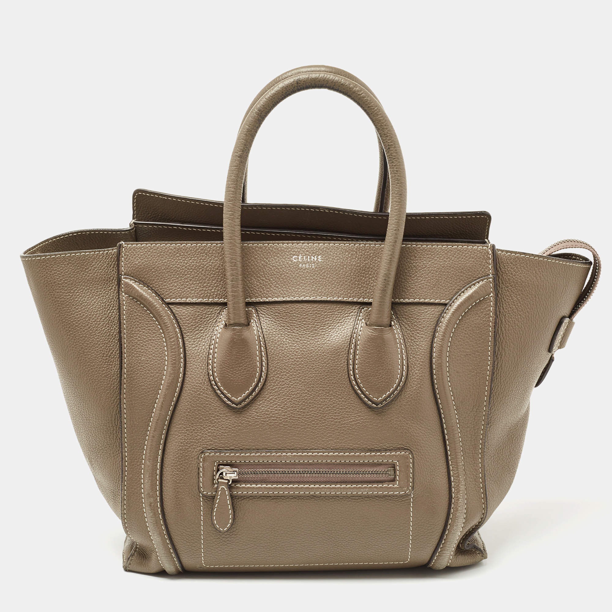 مملوكة مسبقًا Celine Dark Beige Leather Mini Luggage Tote