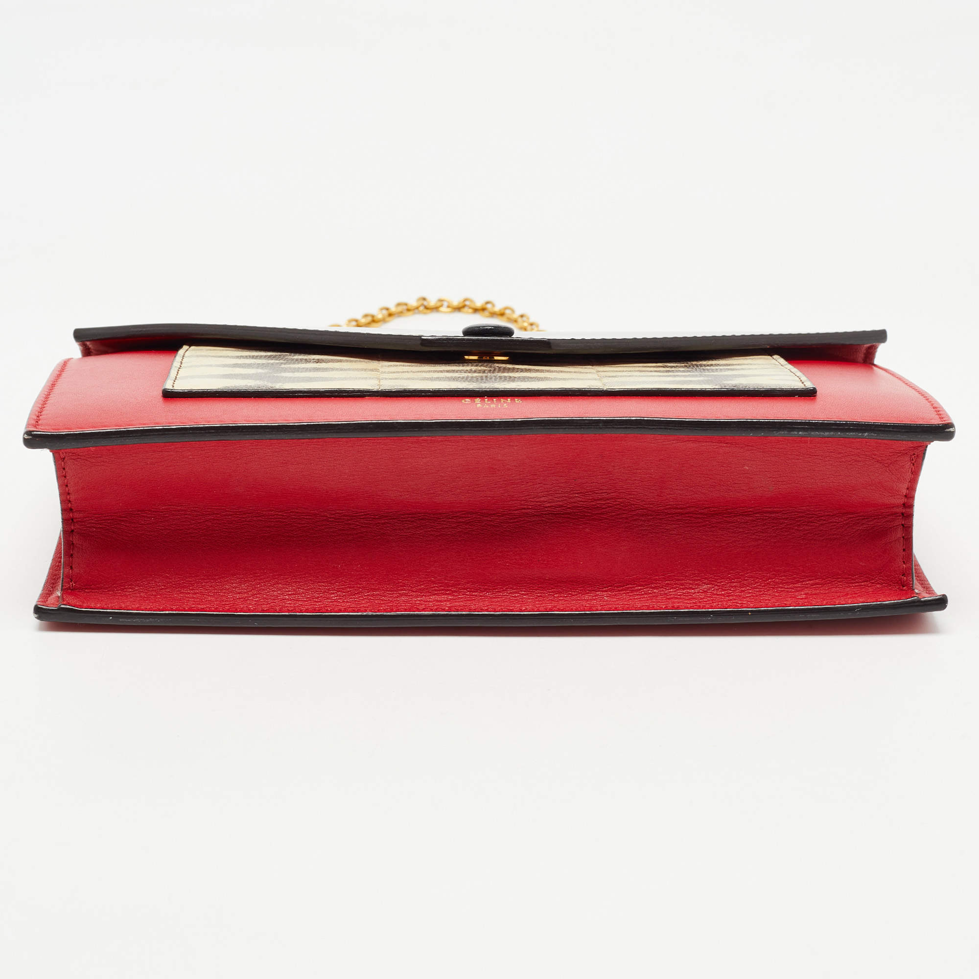 Celine Tricolor Lizard Patent and Leather Pocket Envelope Wallet