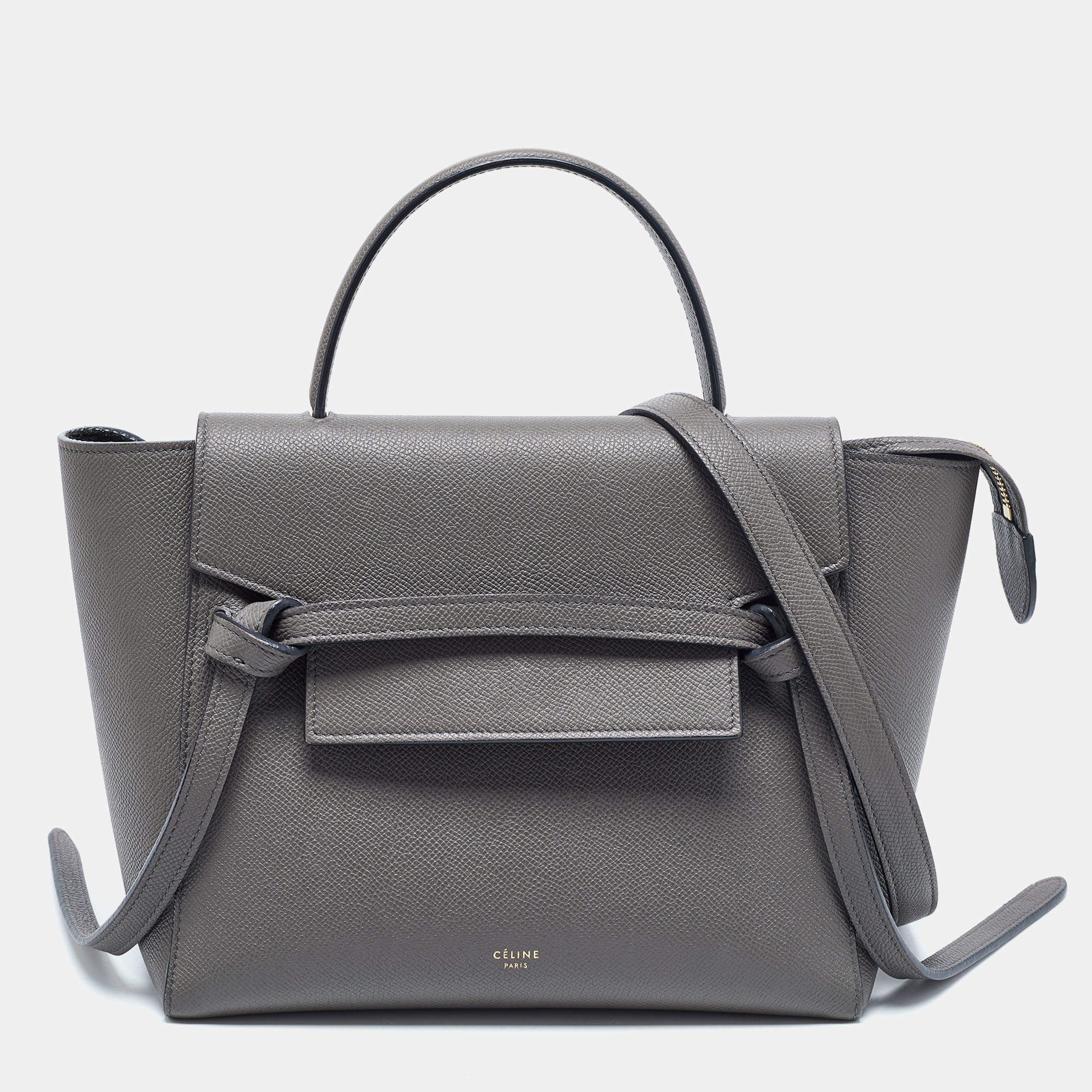 مملوكة مسبقًا Celine Grey Leather Mini Belt Top Handle Bag