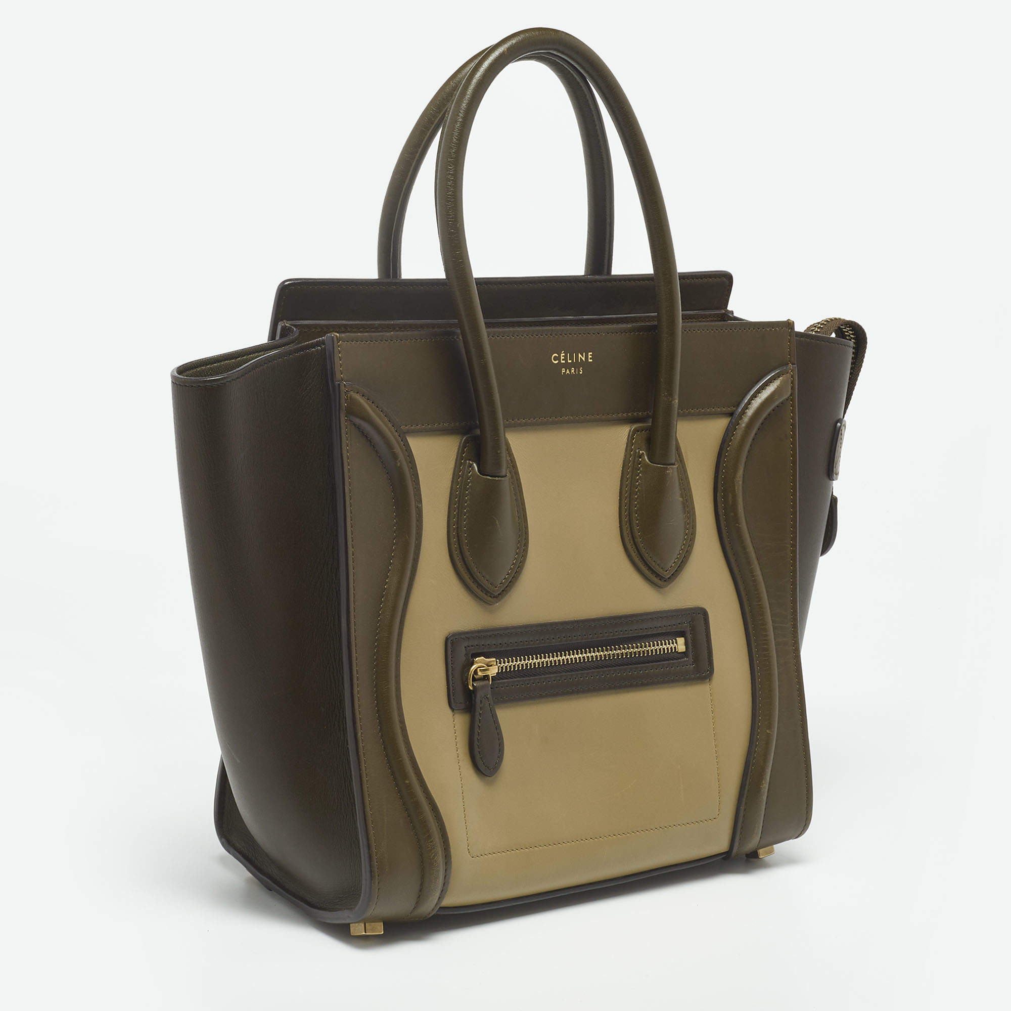 Celine Luggage Micro Tote Olive Green