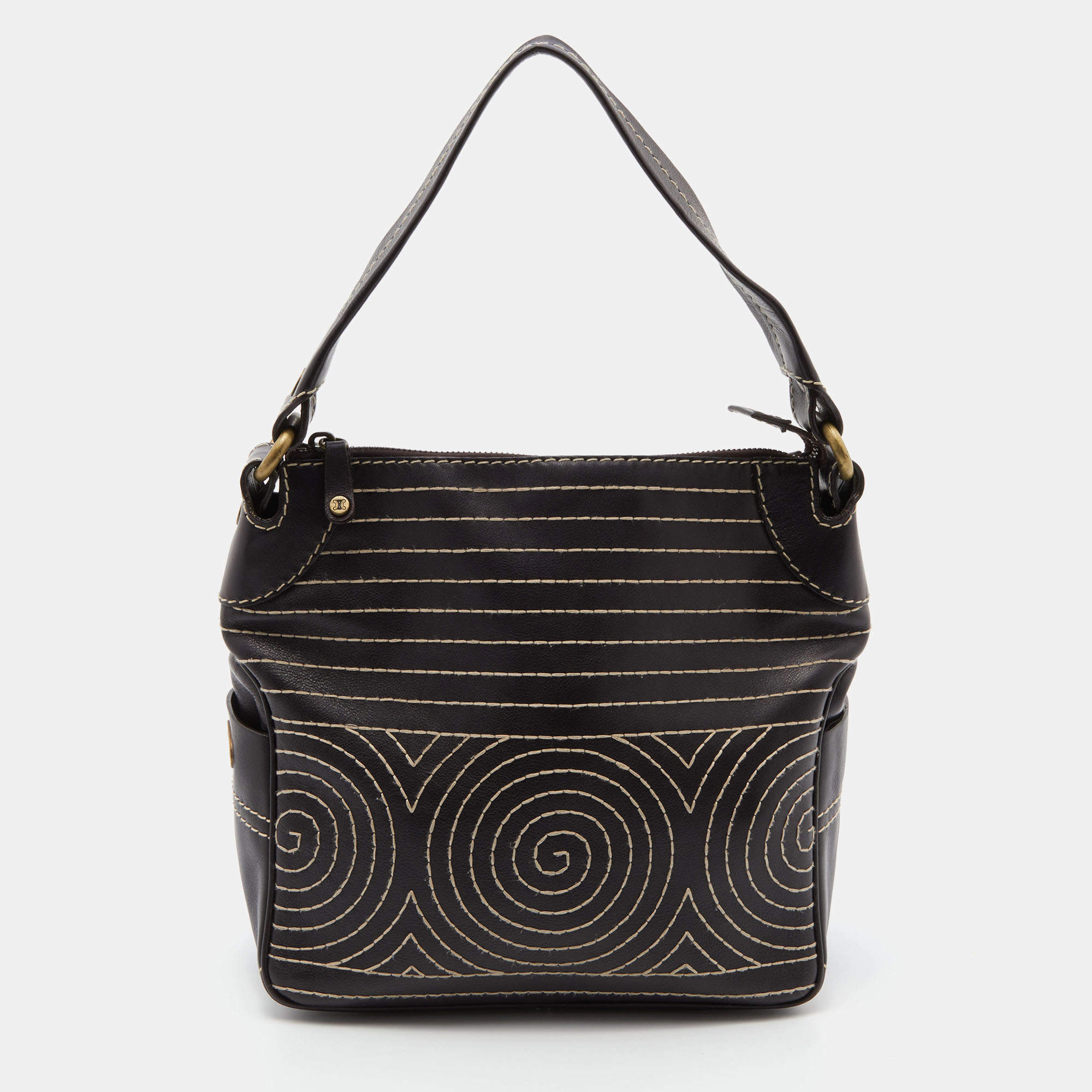 Pre Owned Celine Brown Leather Bucket Bag
