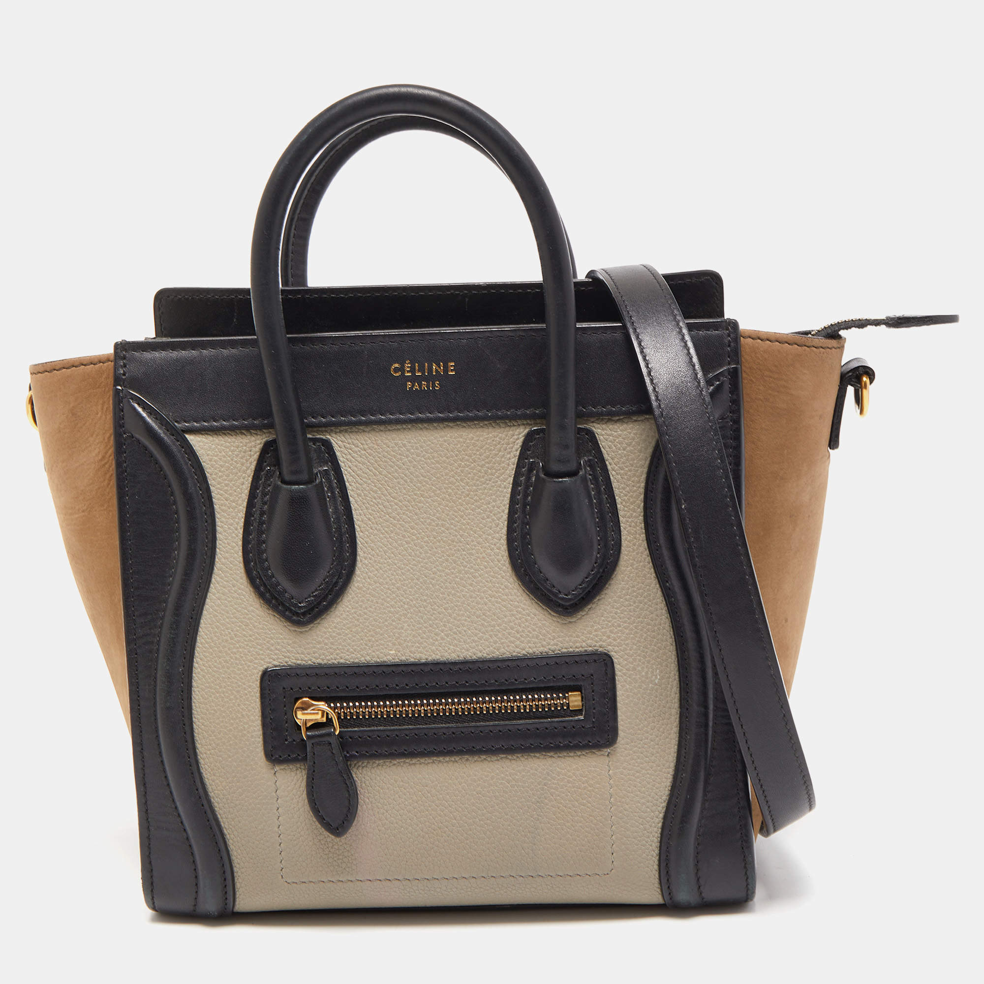 مملوكة مسبقًا Celine Tri Color Leather Nano Luggage Tote