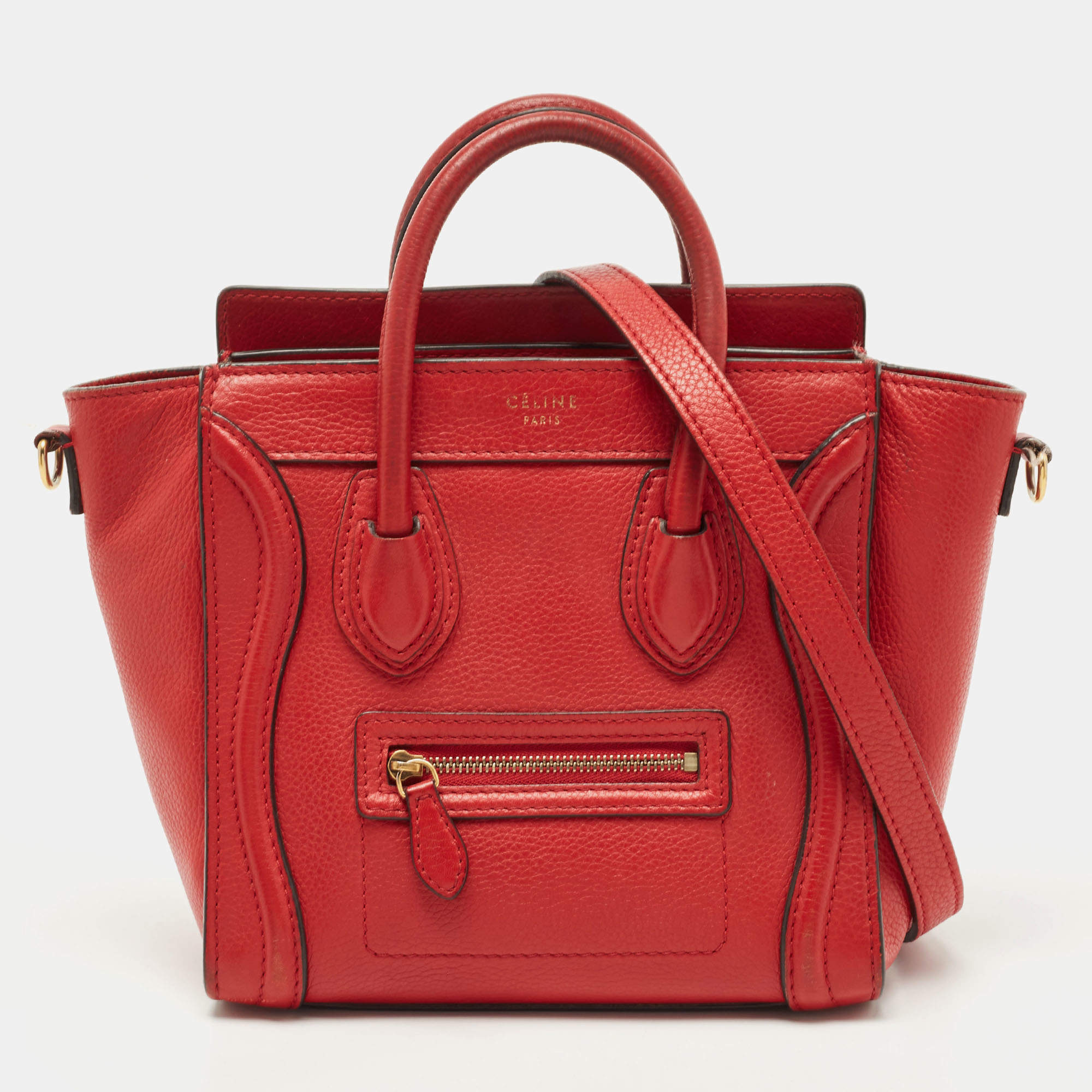 مملوكة مسبقًا Celine Red Leather Nano Luggage Tote
