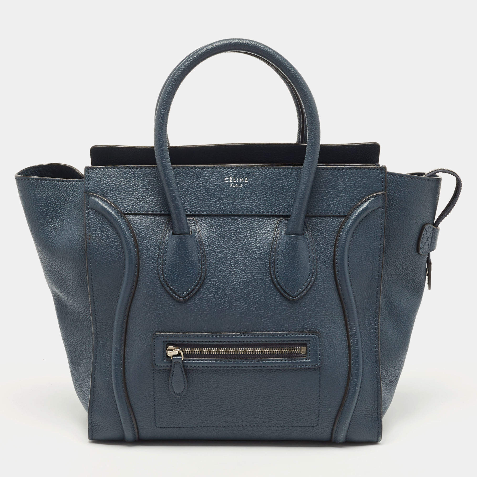 مملوكة مسبقًا Celine Navy Blue Leather Mini Luggage Tote