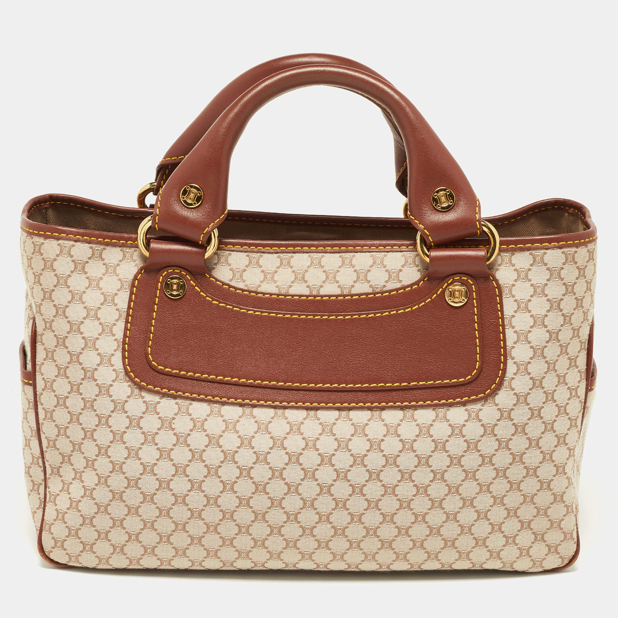 Pre Owned Celine Beige/Tan Macadam Canvas and Leather Boogie Tote