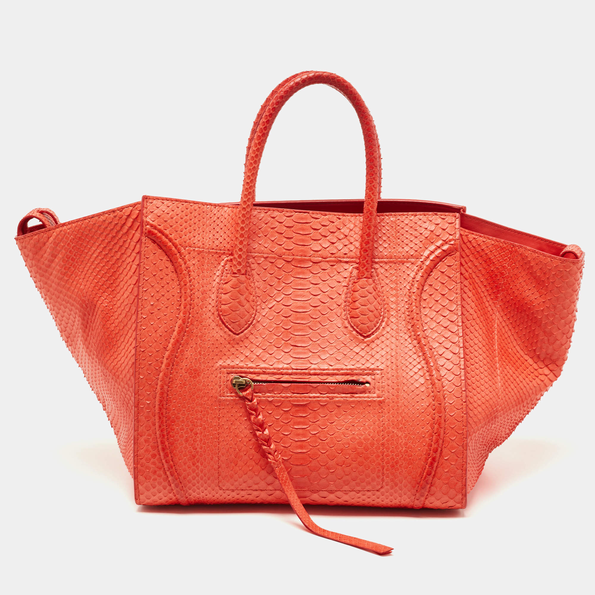 Pre Owned Celine Red Python Medium Phantom Luggage Tote
