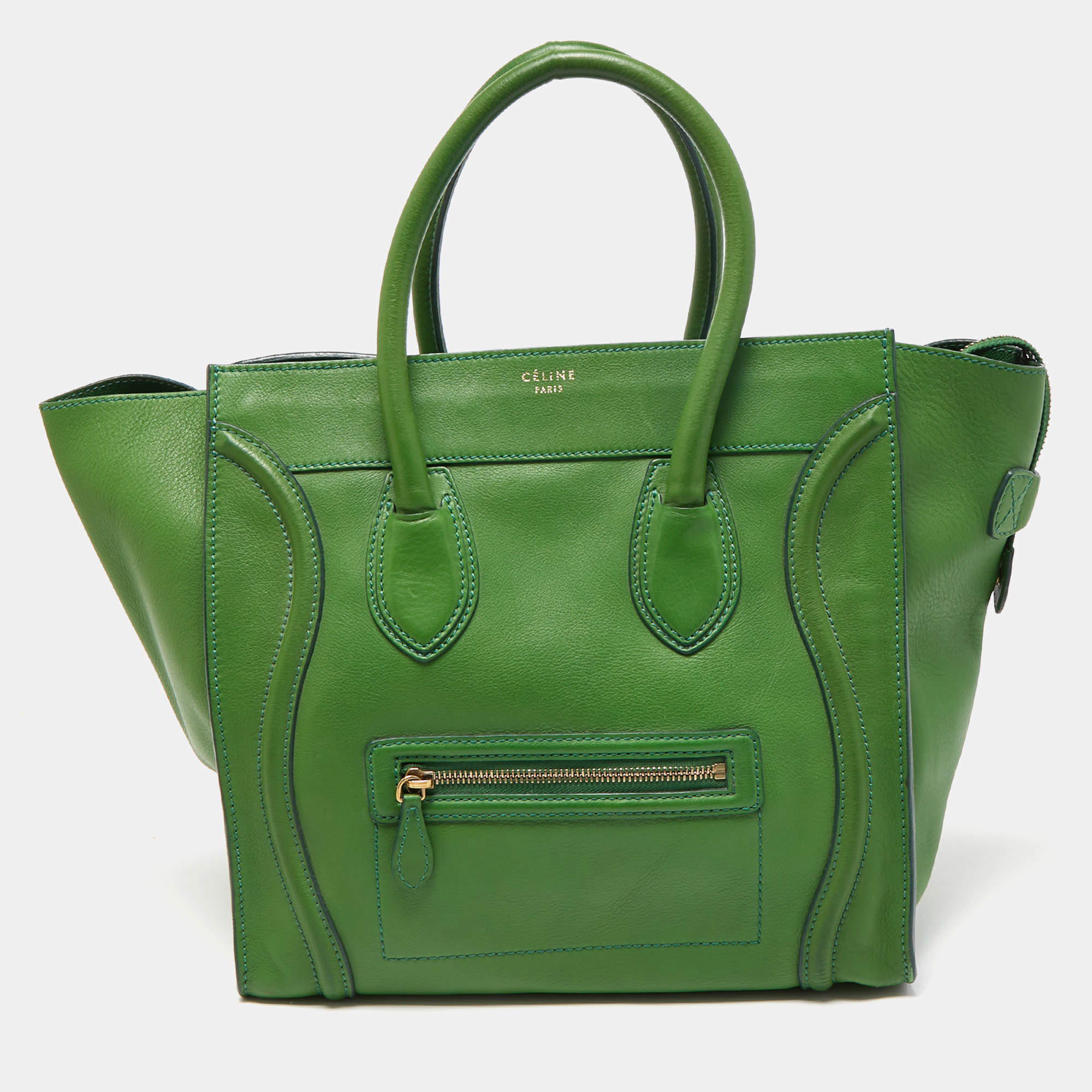 Celine Green Leather Mini Luggage Tote