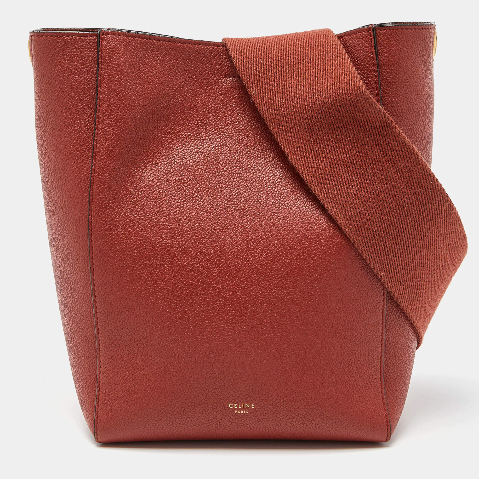 Celine Dark Claycourt Leather Small Sangle Hobo