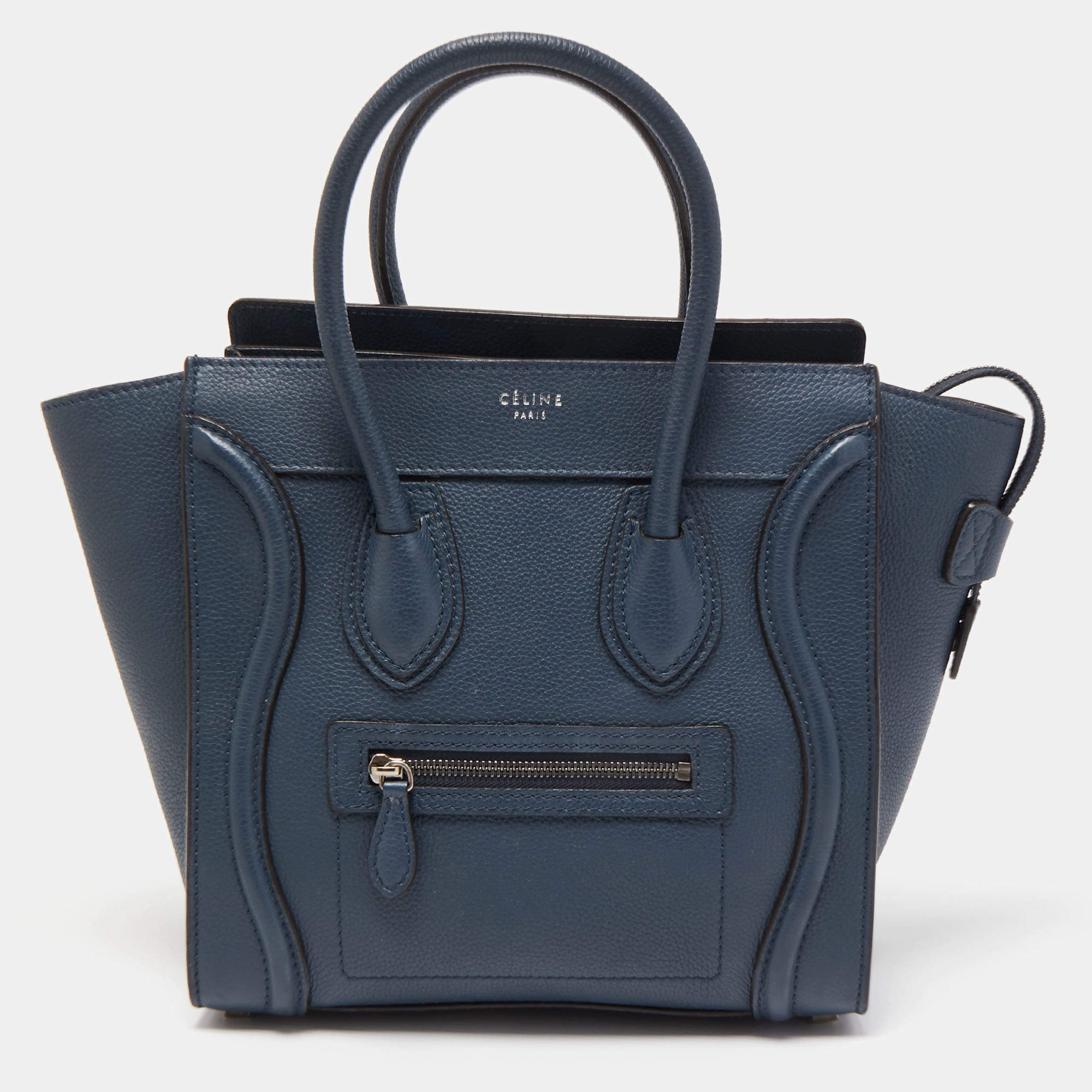 مملوكة مسبقًا Celine Teal Blue Leather Micro Luggage Tote