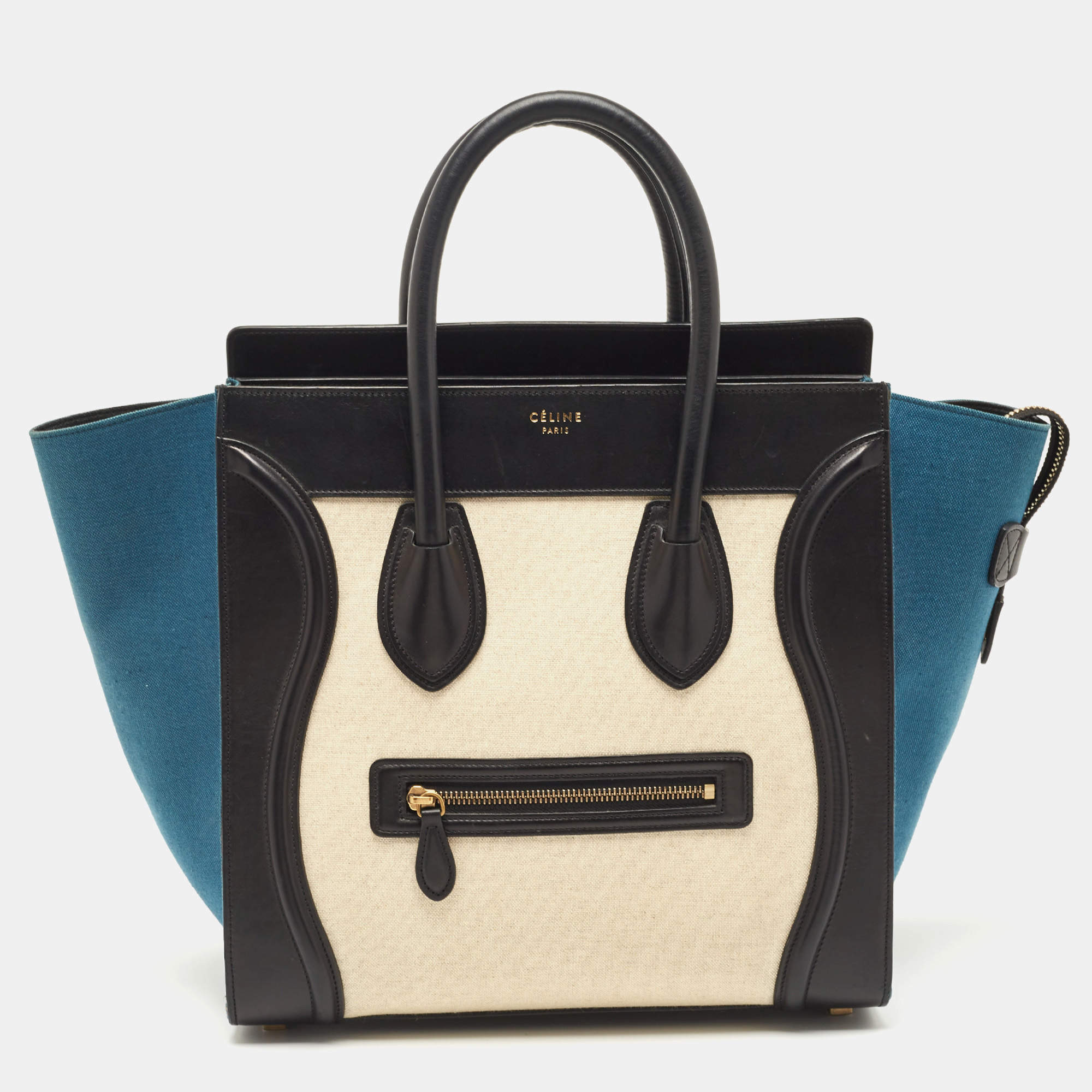 Celine Multicolor Stripe Canvas and Leather Mini Luggage Tote at