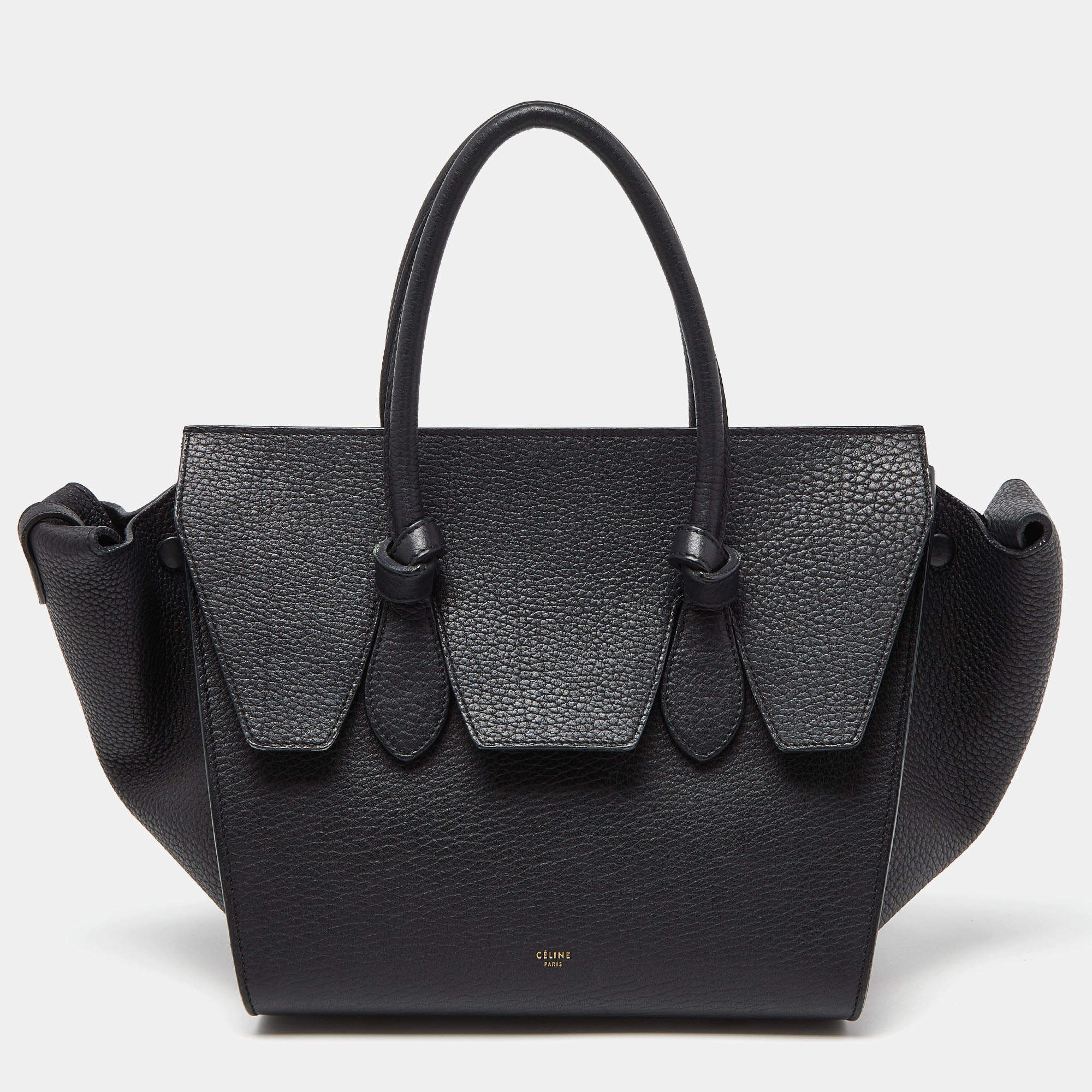 Pre Owned Celine Black Leather Mini Tie Tote