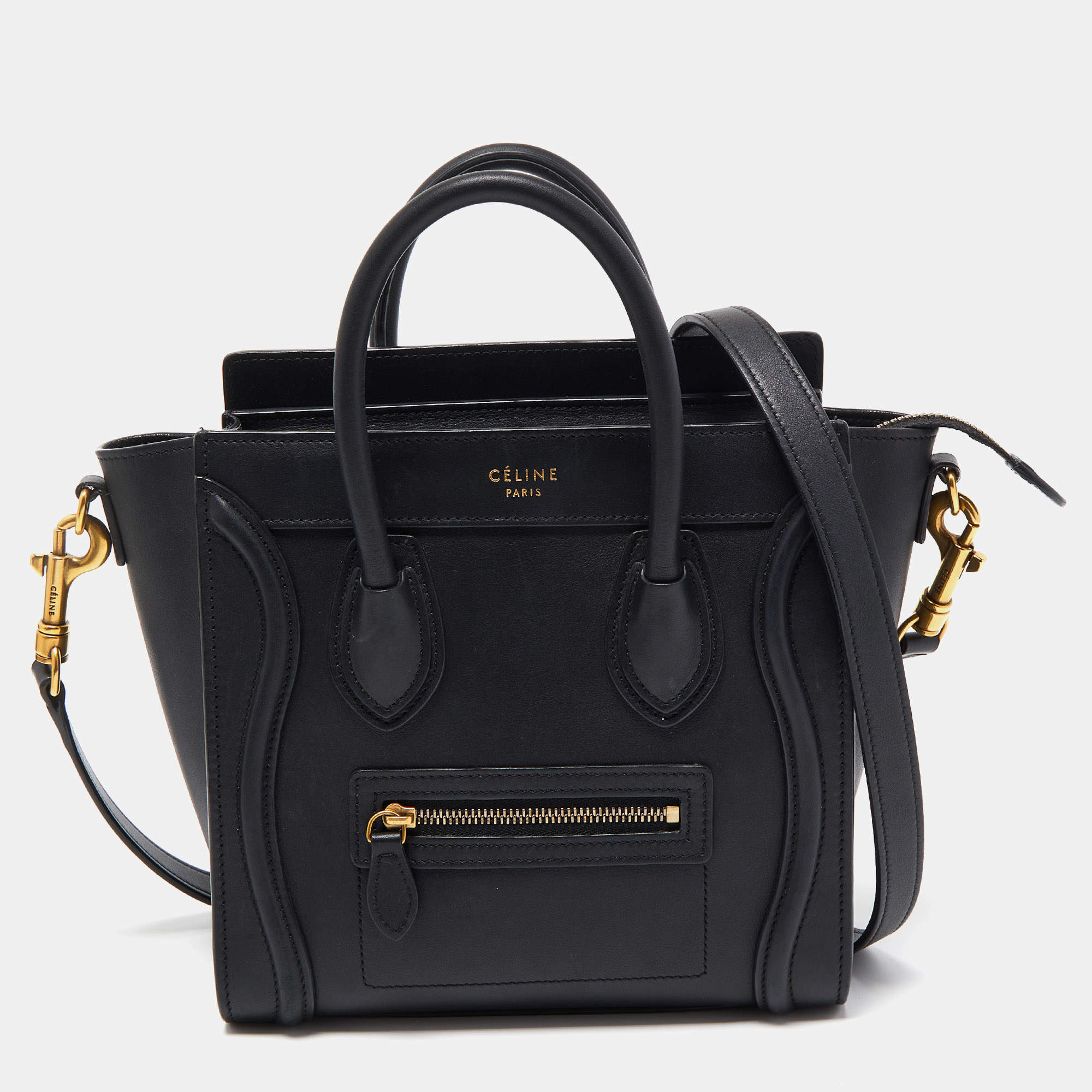 Celine Black Leather Nano Luggage Tote