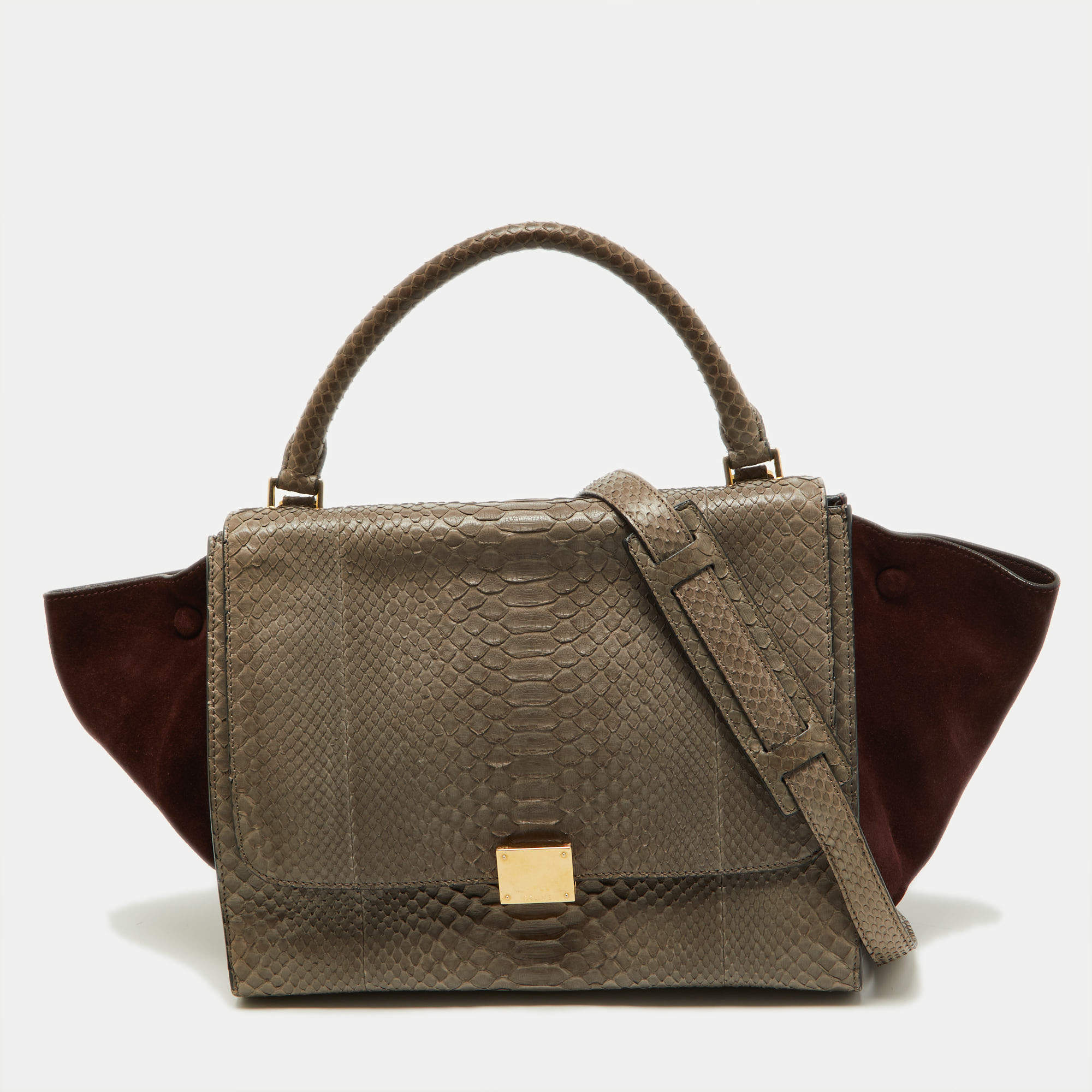 Pre Owned حقيبة سيلين ترابيز متوسطة سويدي وجلد ثلاثية اللون