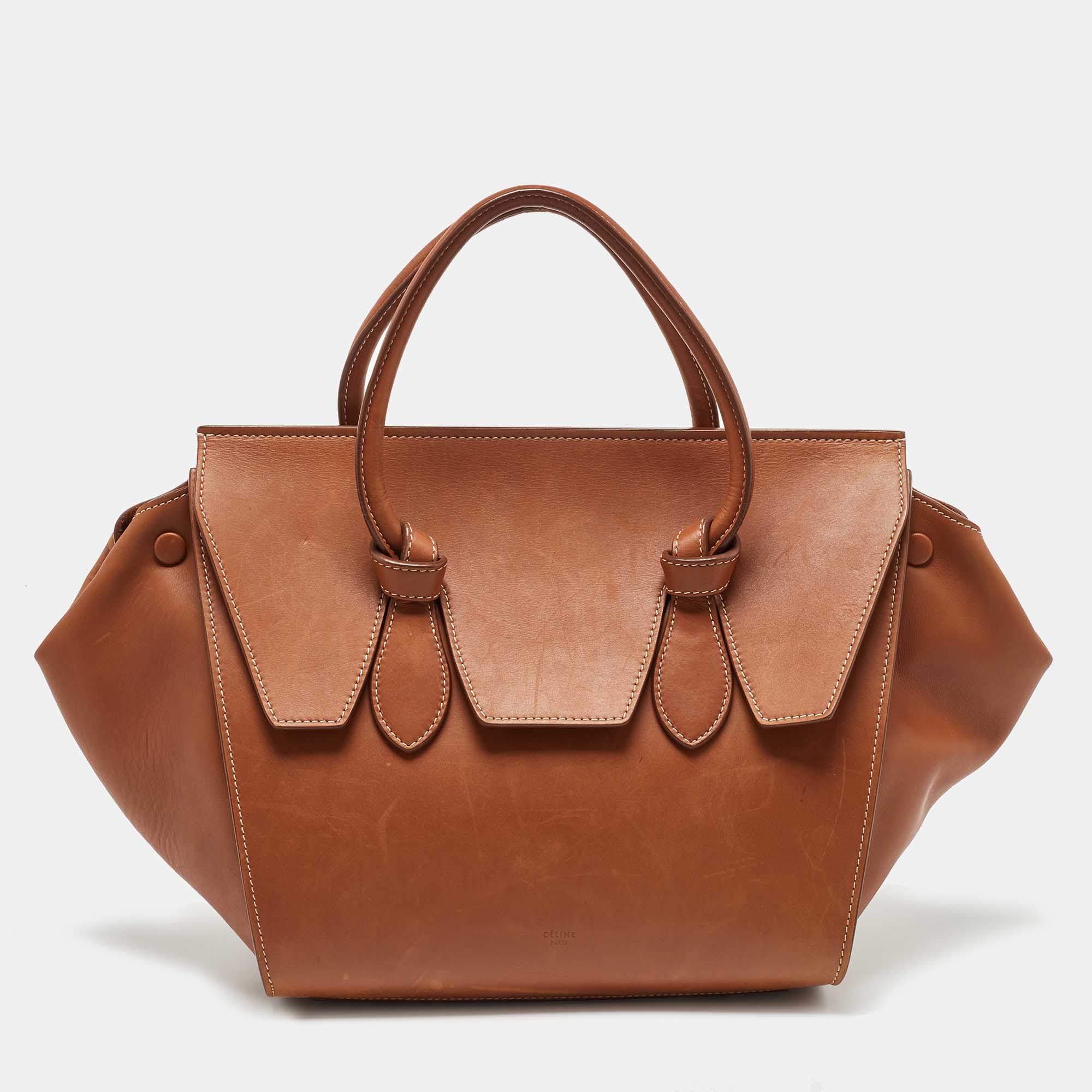 Pre Owned Celine Brown Leather Mini Tie Tote