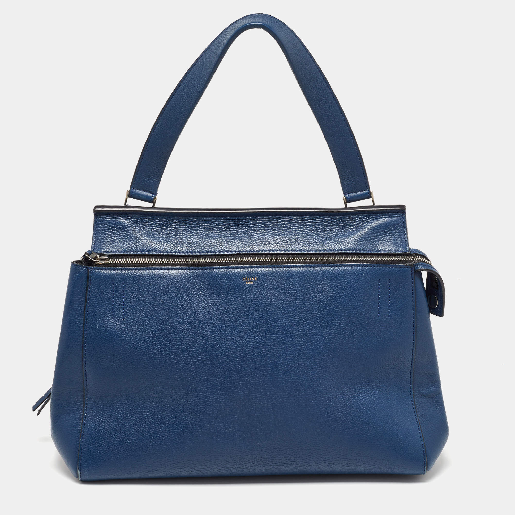 Pre Owned Celine Blue Leather Medium Edge Top Handle Bag