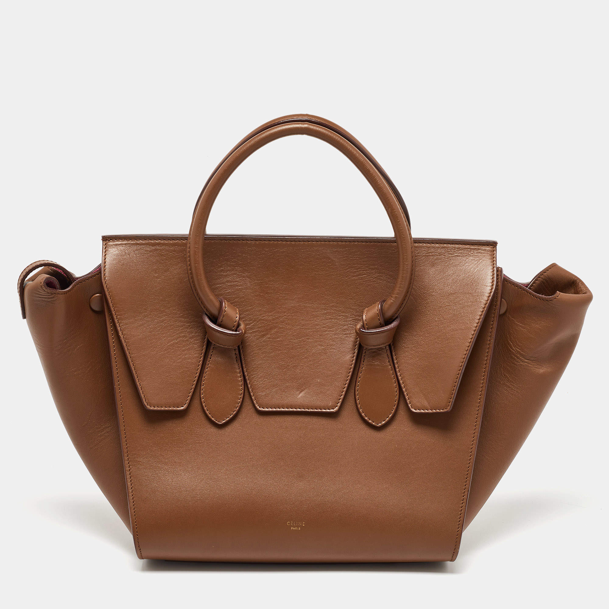 Pre Owned Celine Brown Leather Mini Tie Tote